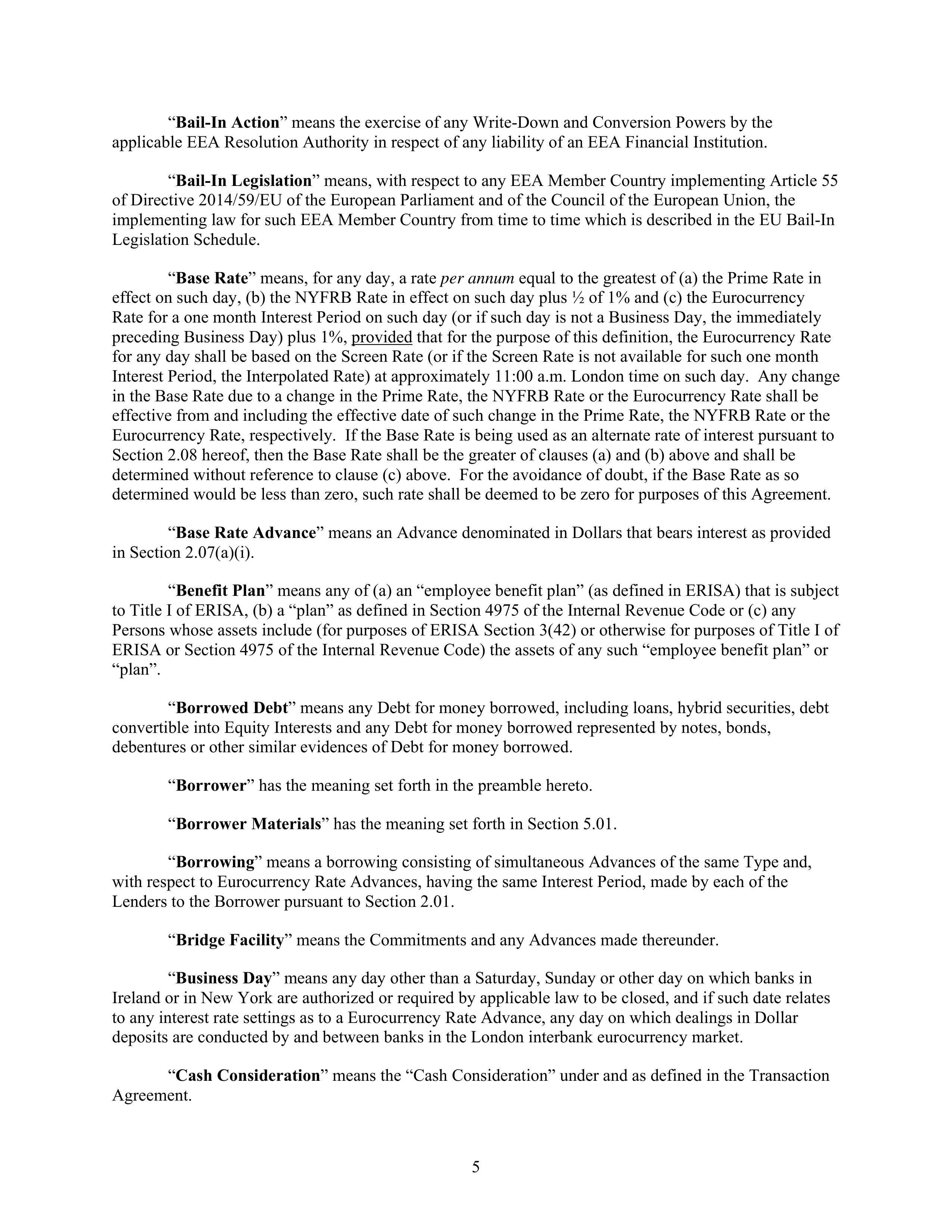 AbbVie Bridge Credit Agreement — page 9