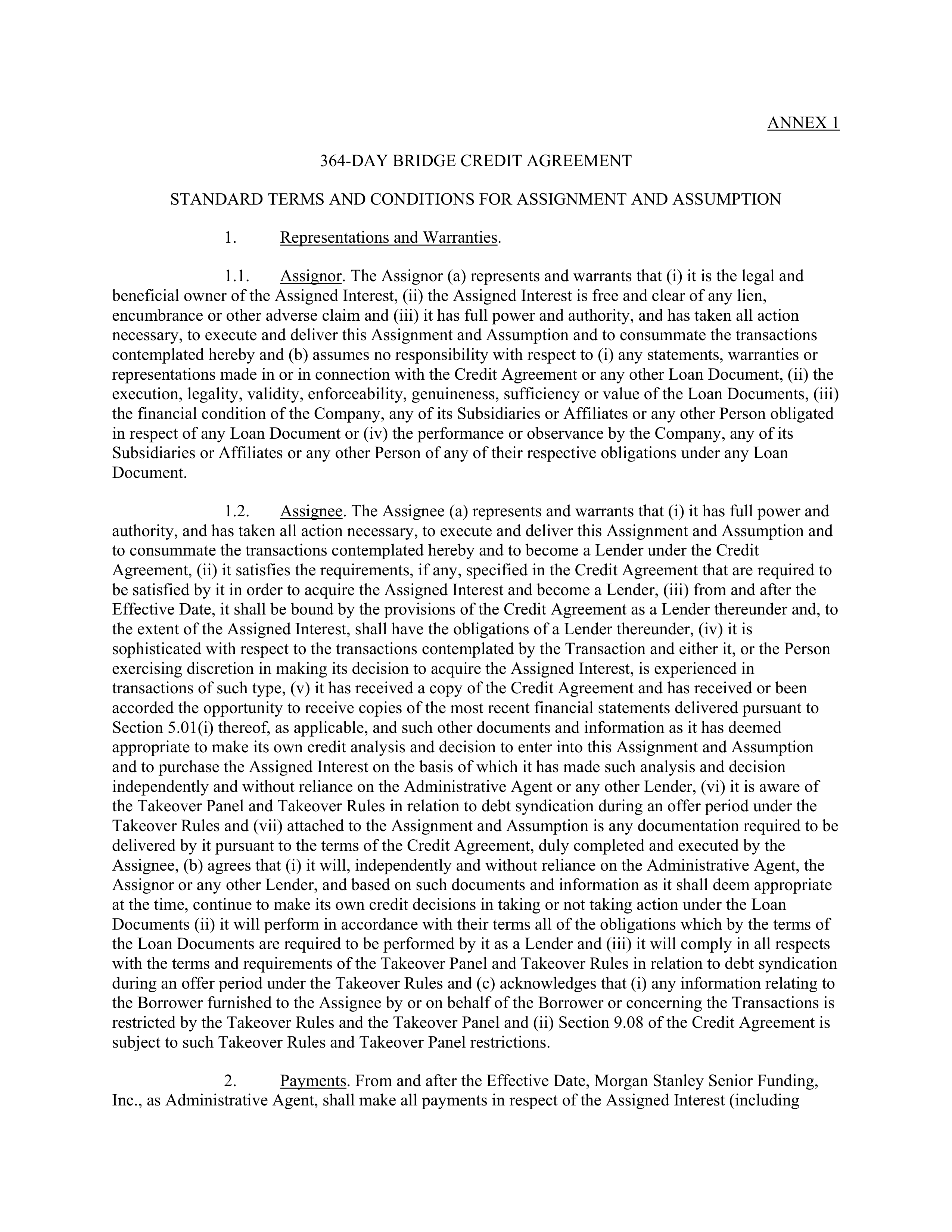 AbbVie Bridge Credit Agreement — page 97