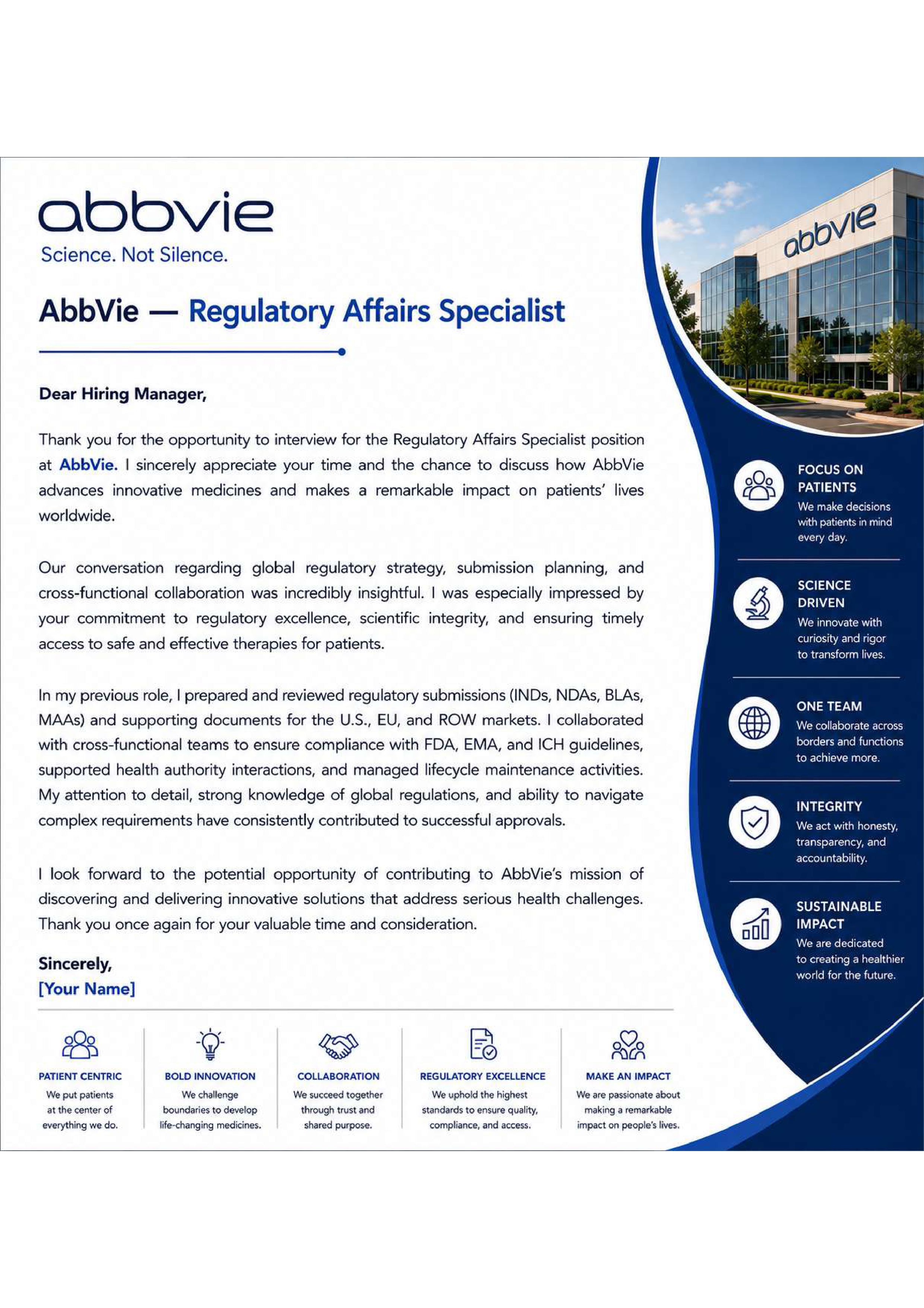 AbbVie Regulatory Affairs Specialist — page 1