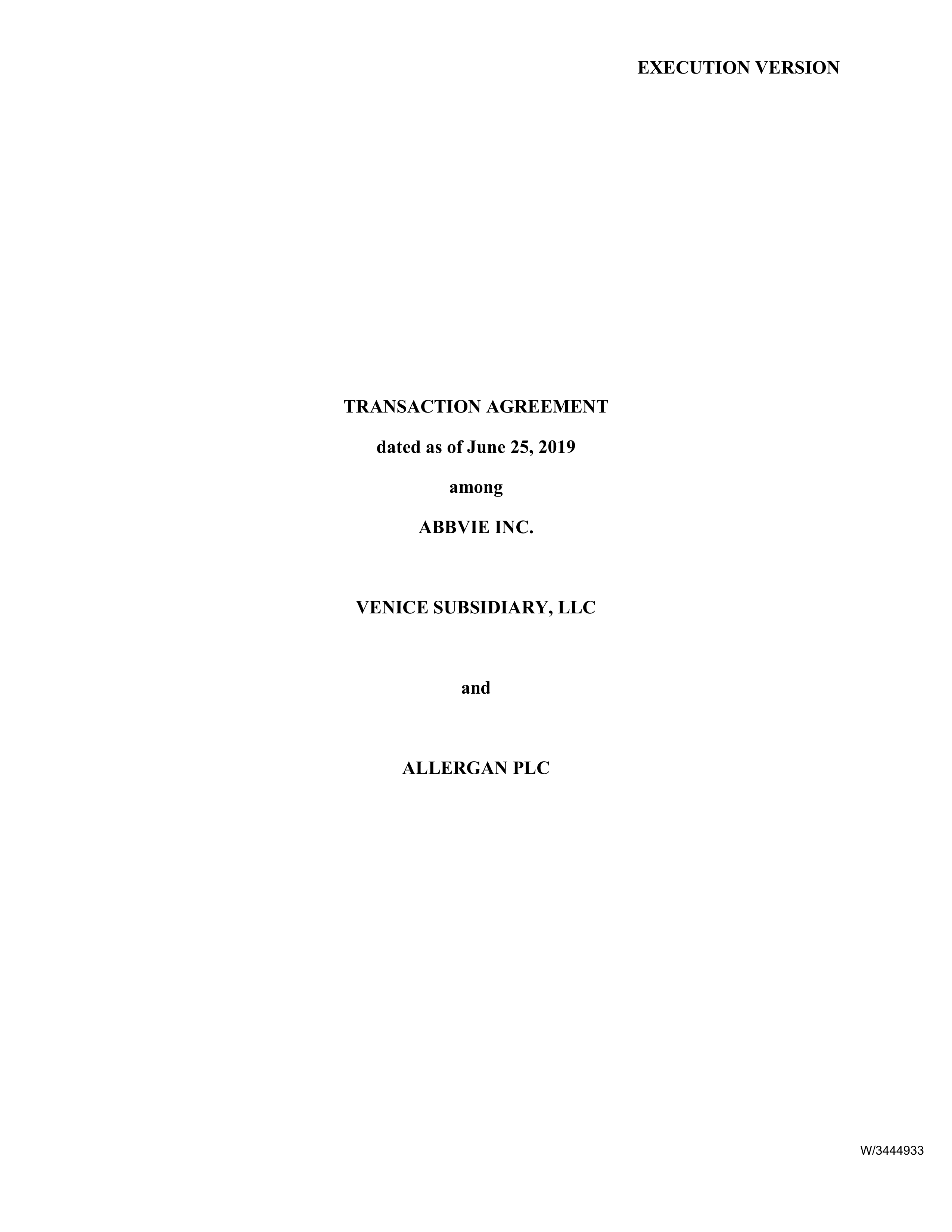 AbbVie Transaction Agreement — page 1
