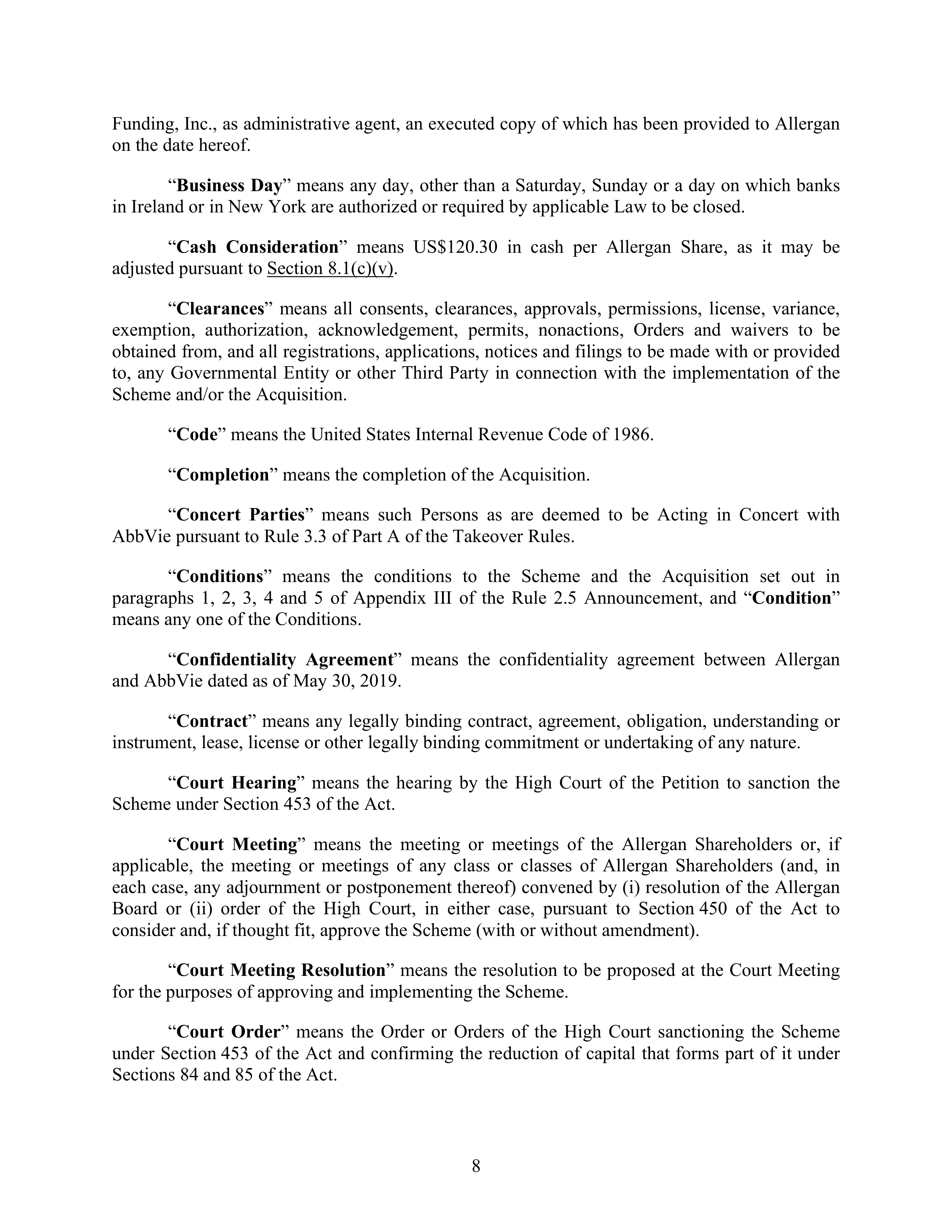AbbVie Transaction Agreement — page 11