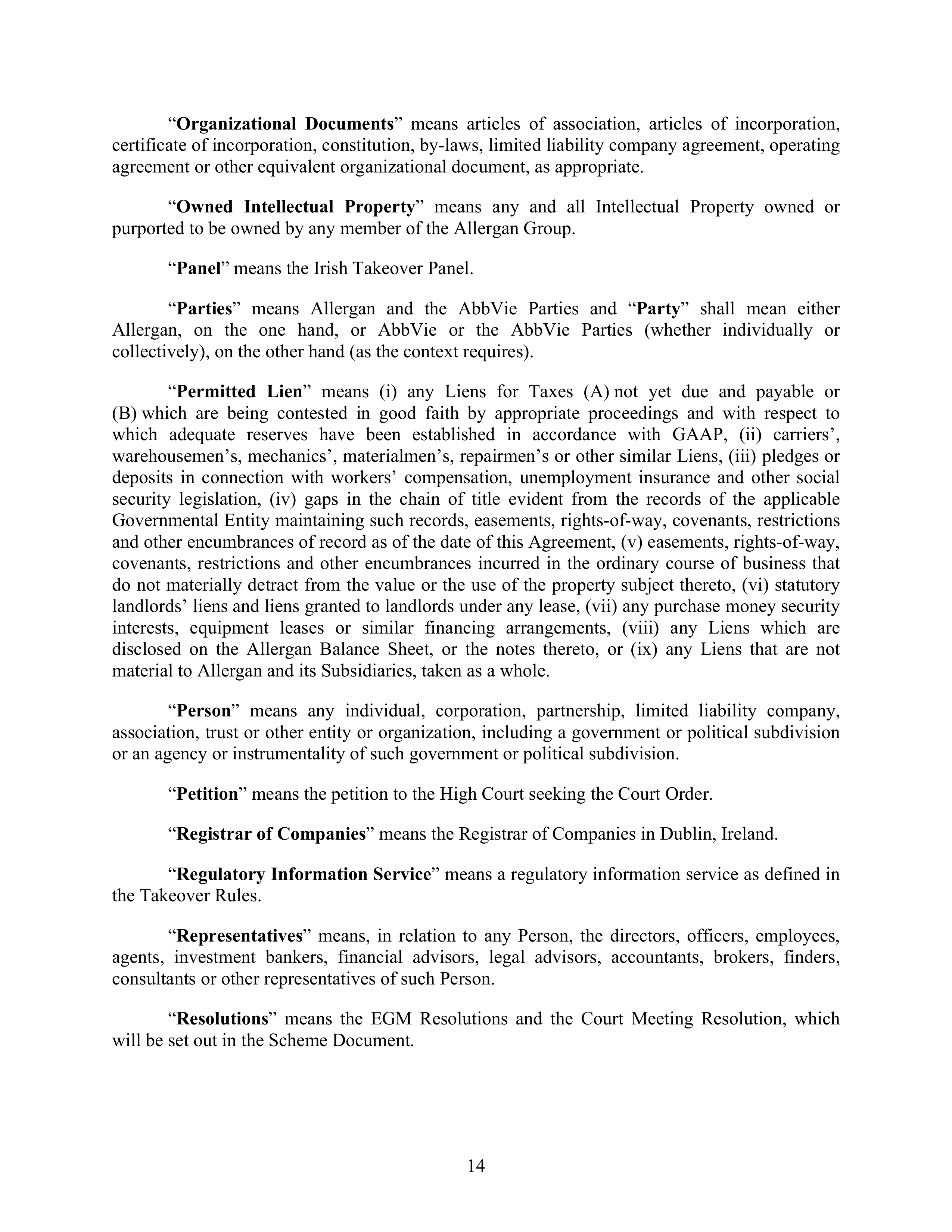 AbbVie Transaction Agreement — page 17