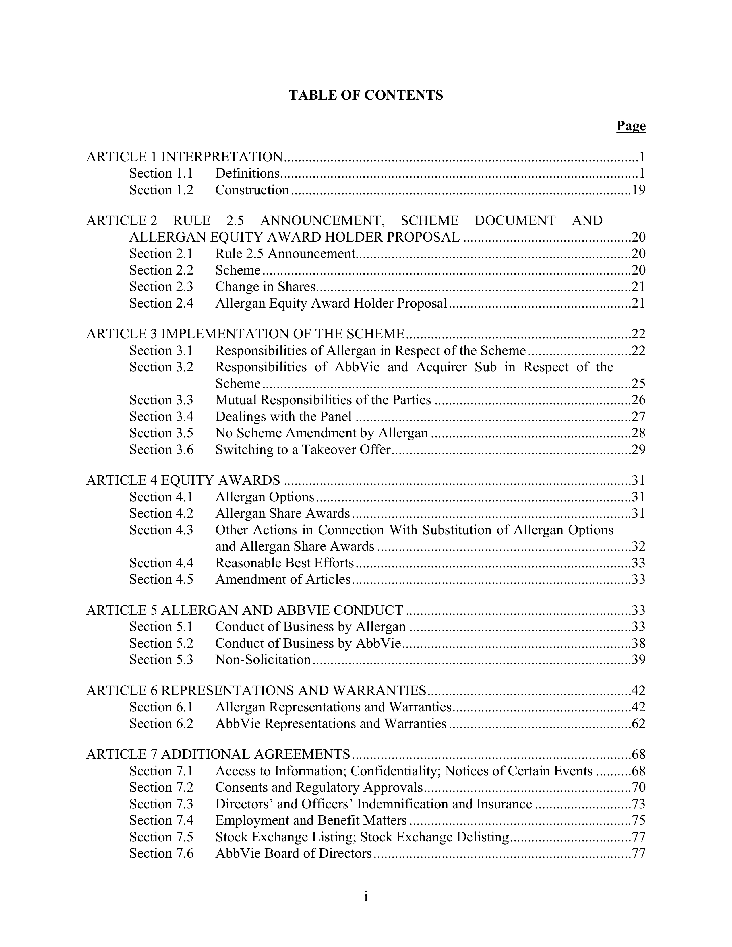 AbbVie Transaction Agreement — page 2