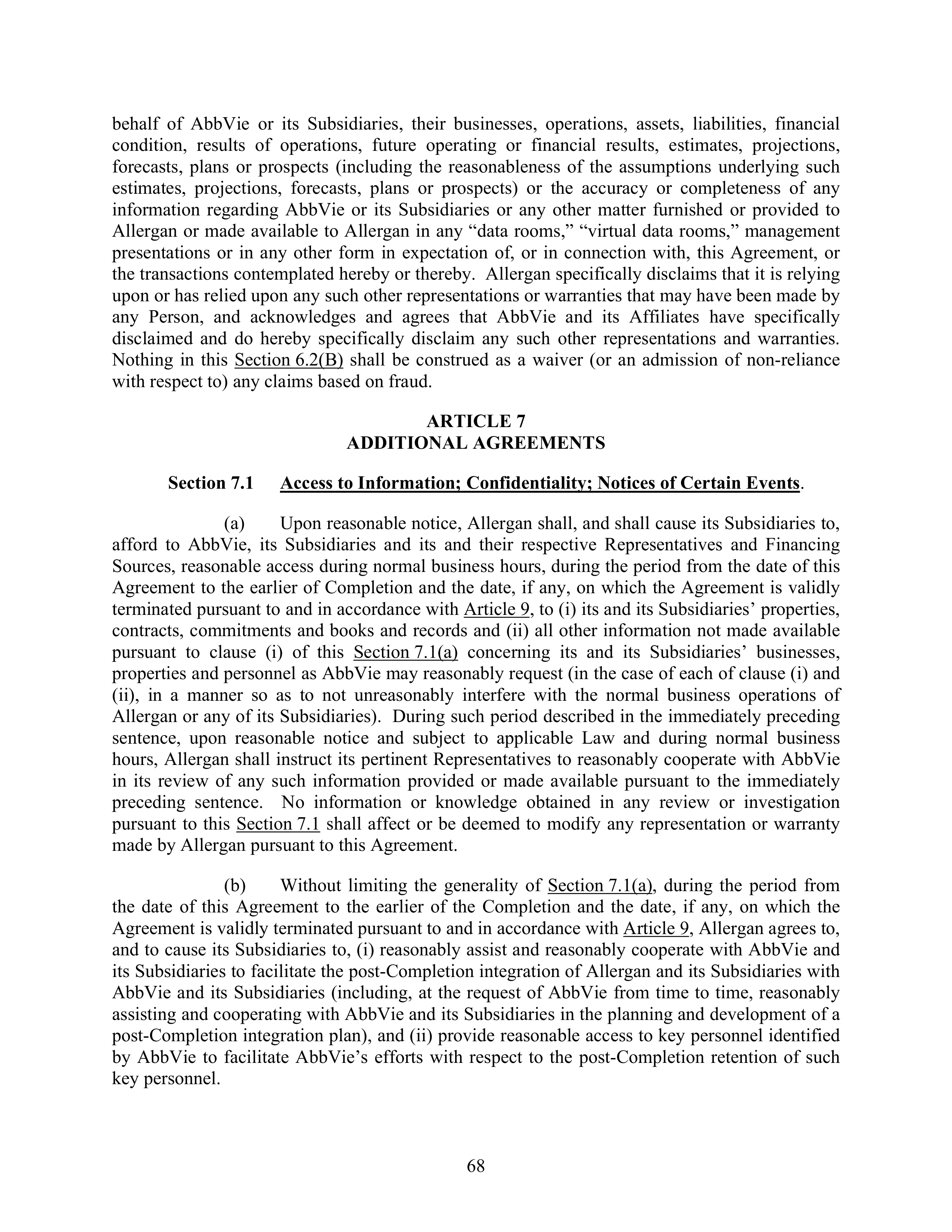 AbbVie Transaction Agreement — page 71