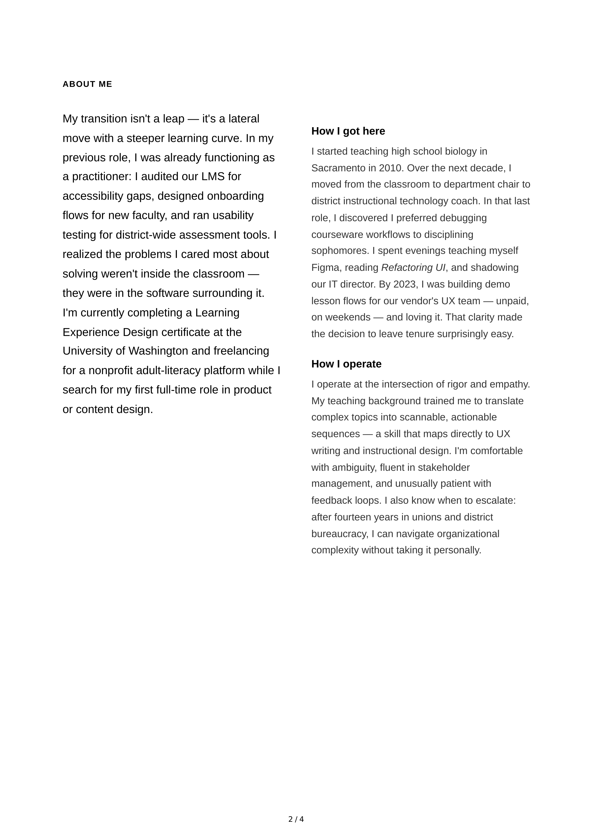 About Me for Career Changer — page 2