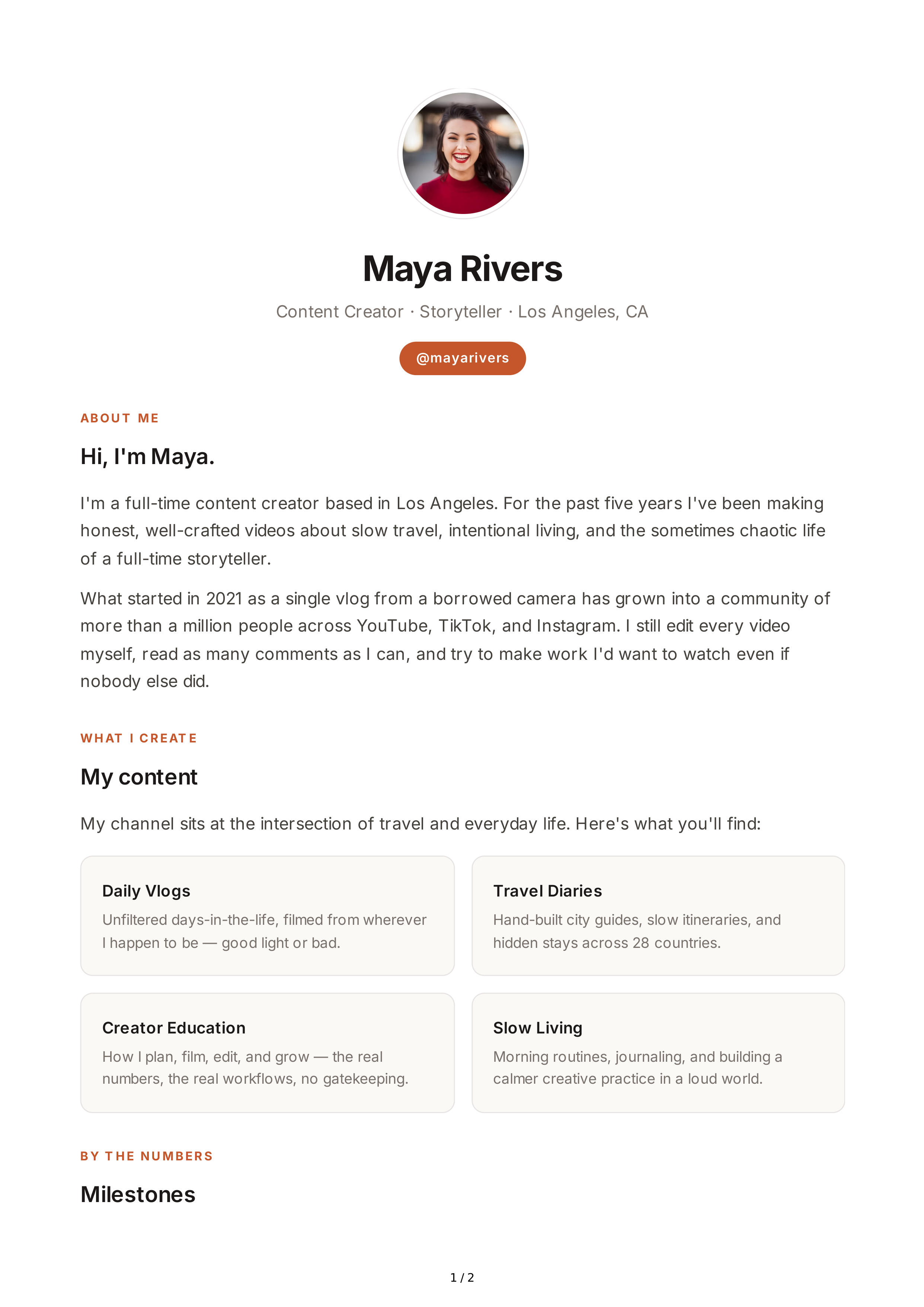 About Me for Content Creator — page 1