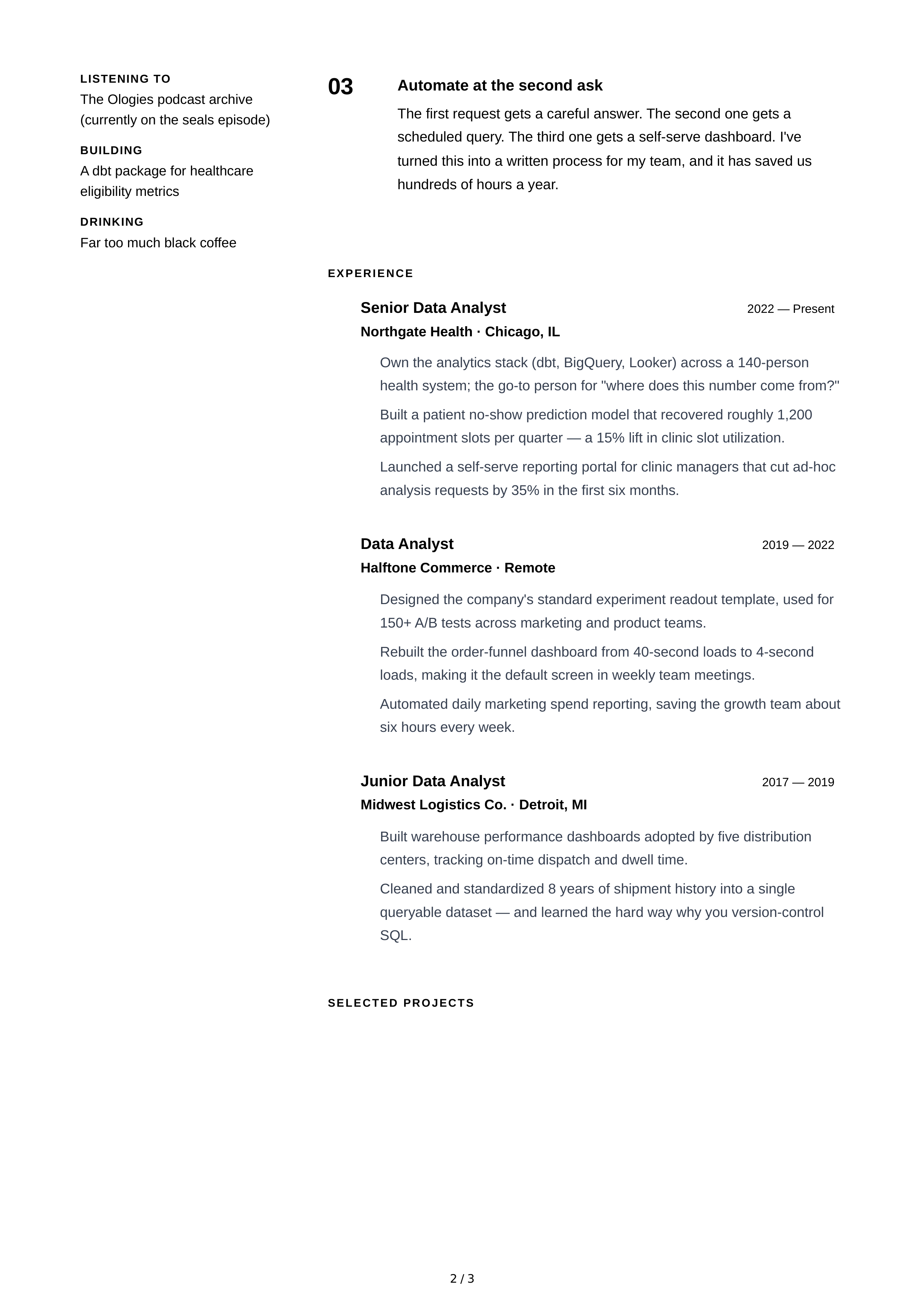 About Me for Data Analyst — page 2