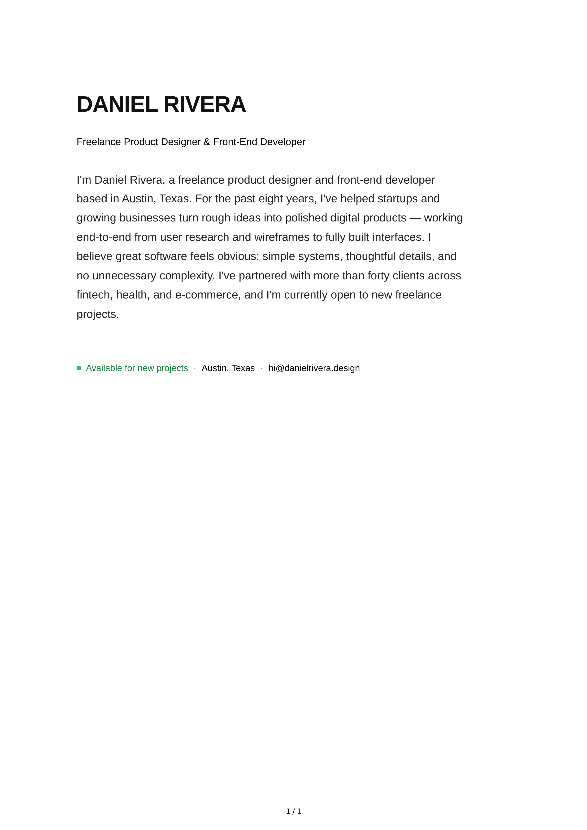About Me for Freelancer — page 1