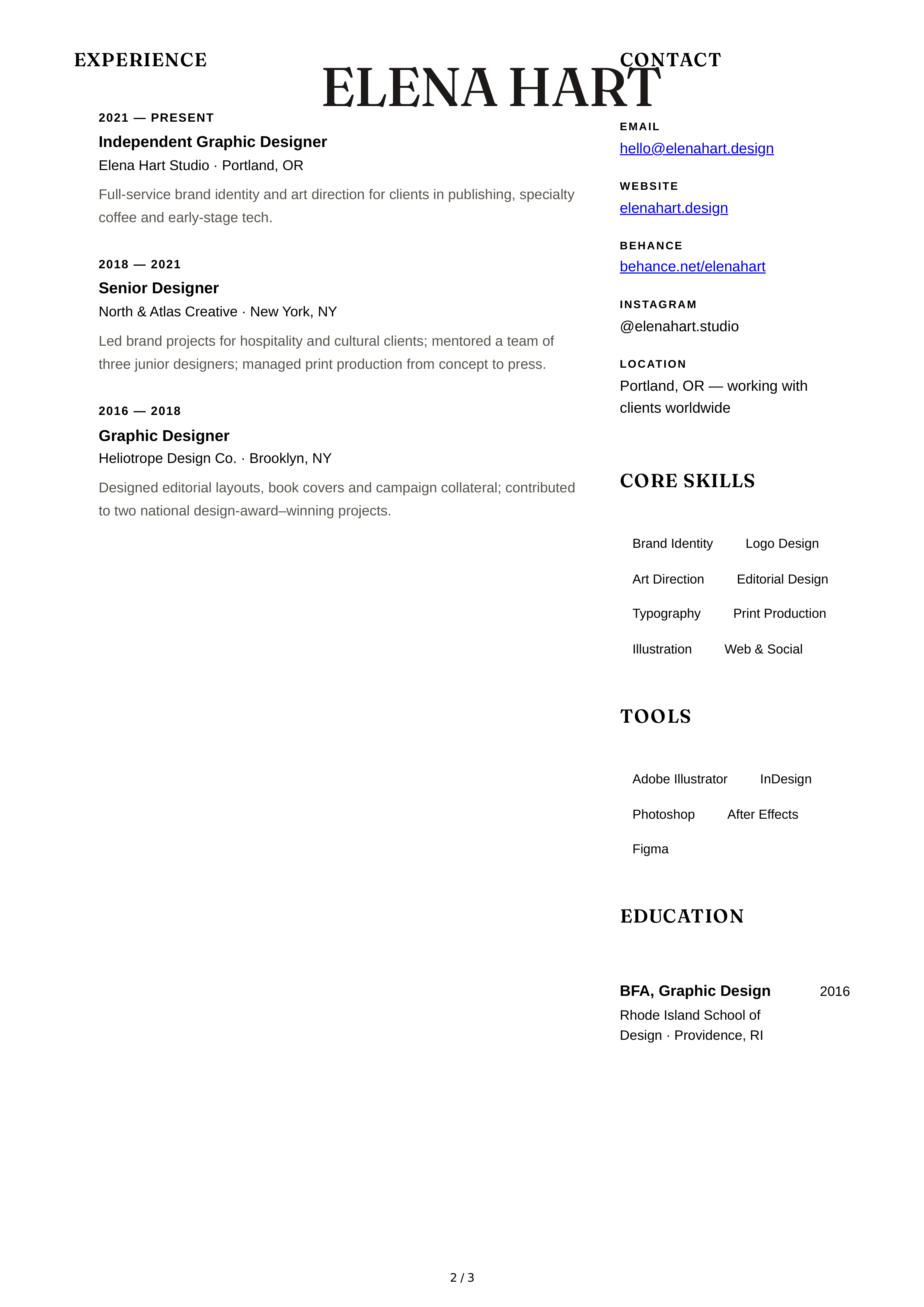 About Me for Graphic Designer — page 2