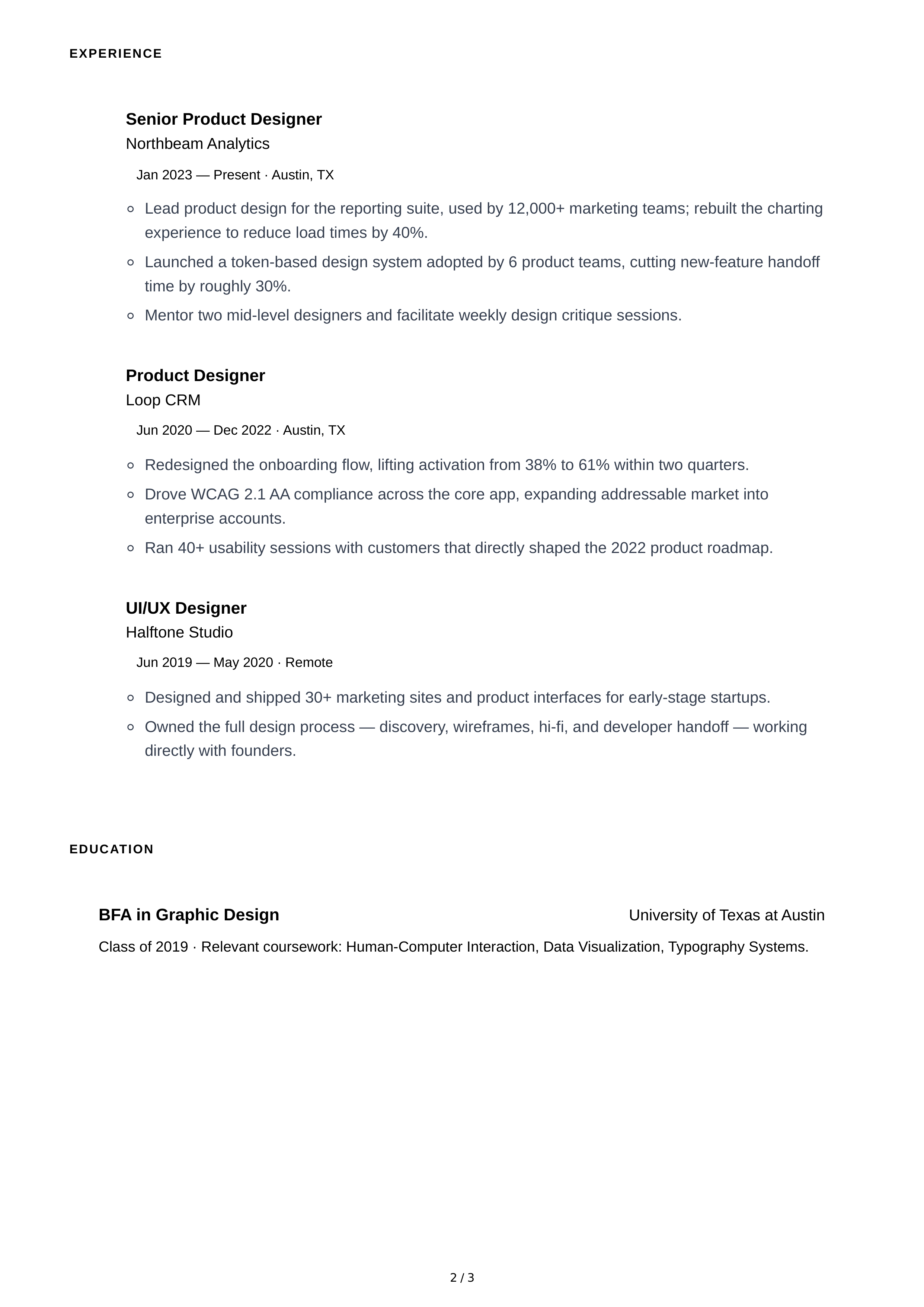 About Me for Job Seeker — page 2