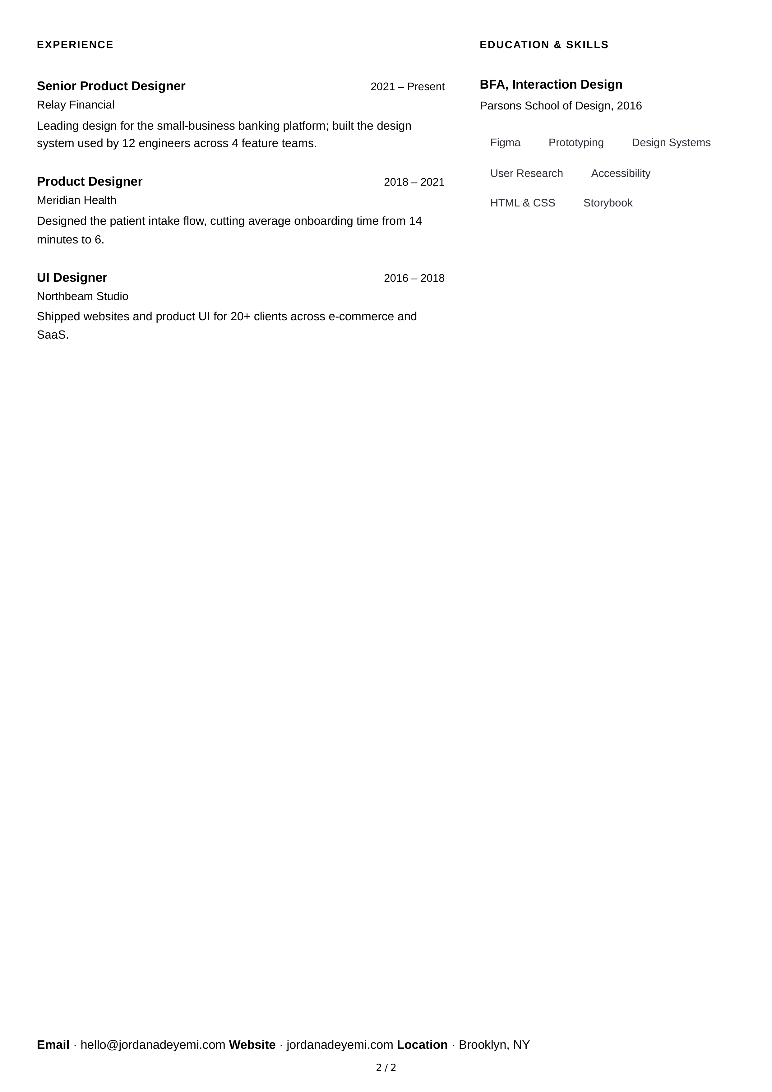 About Me for Professional Website — page 2