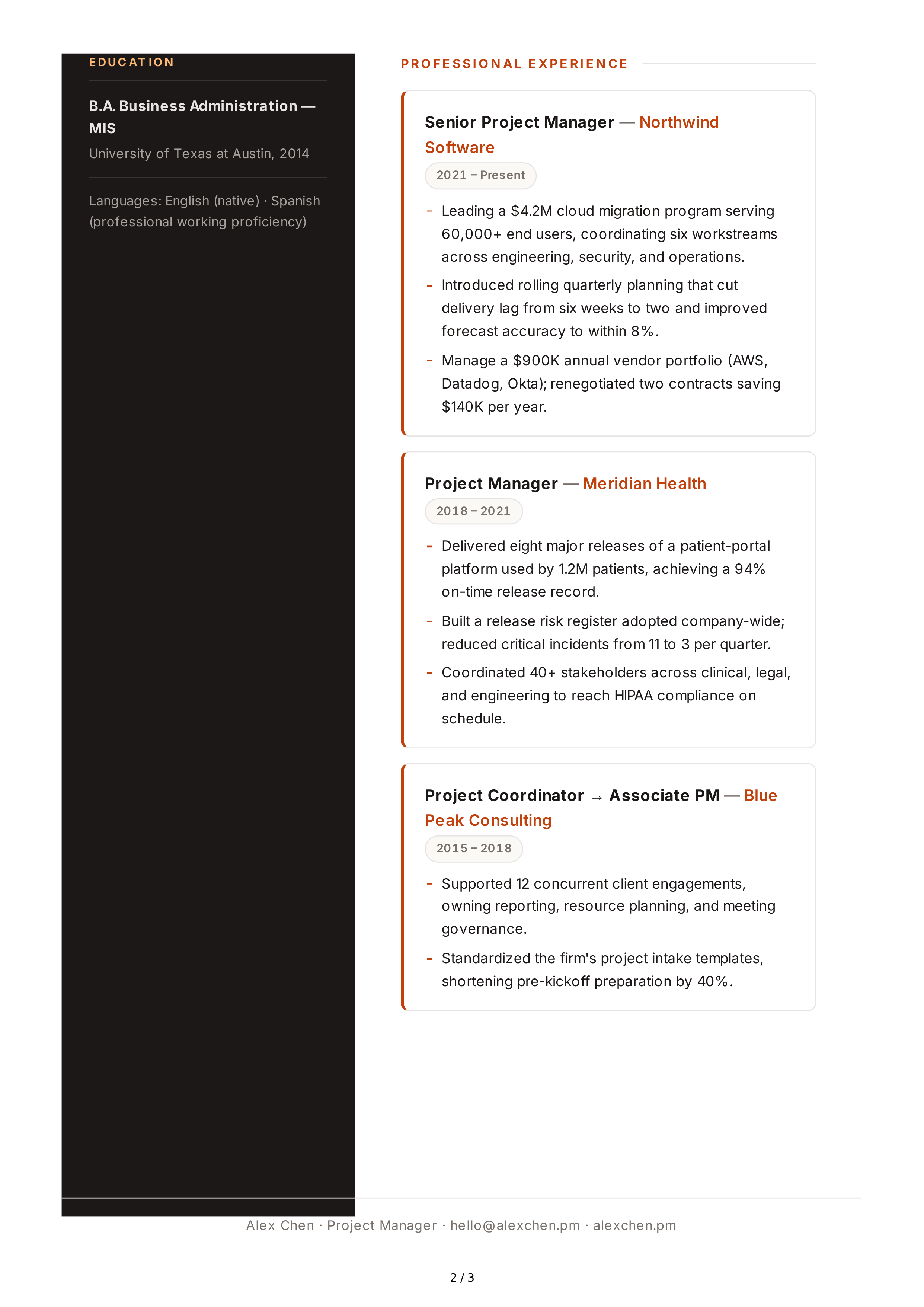 About Me for Project Manager — page 2