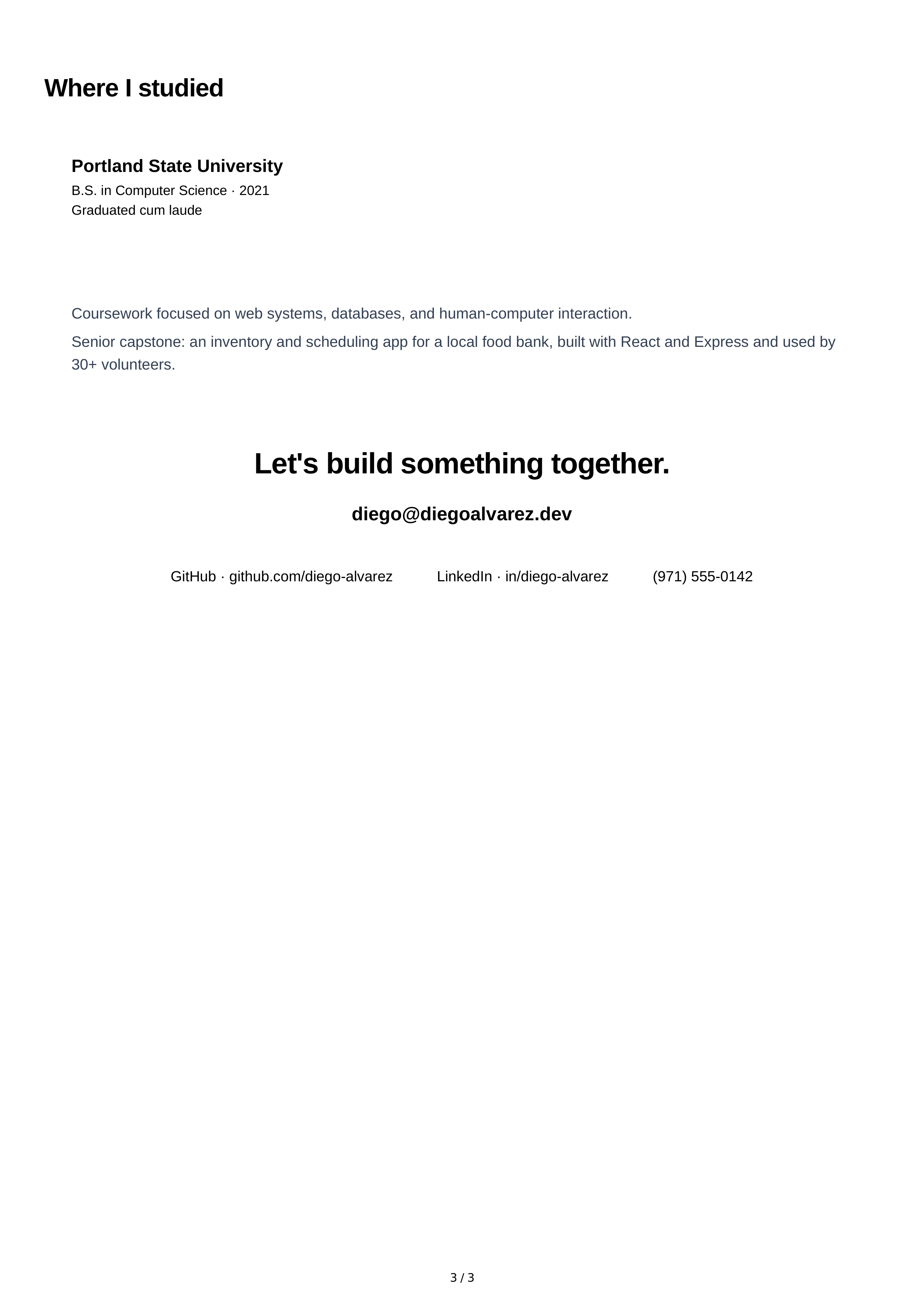 About Me for Web Developer — page 3