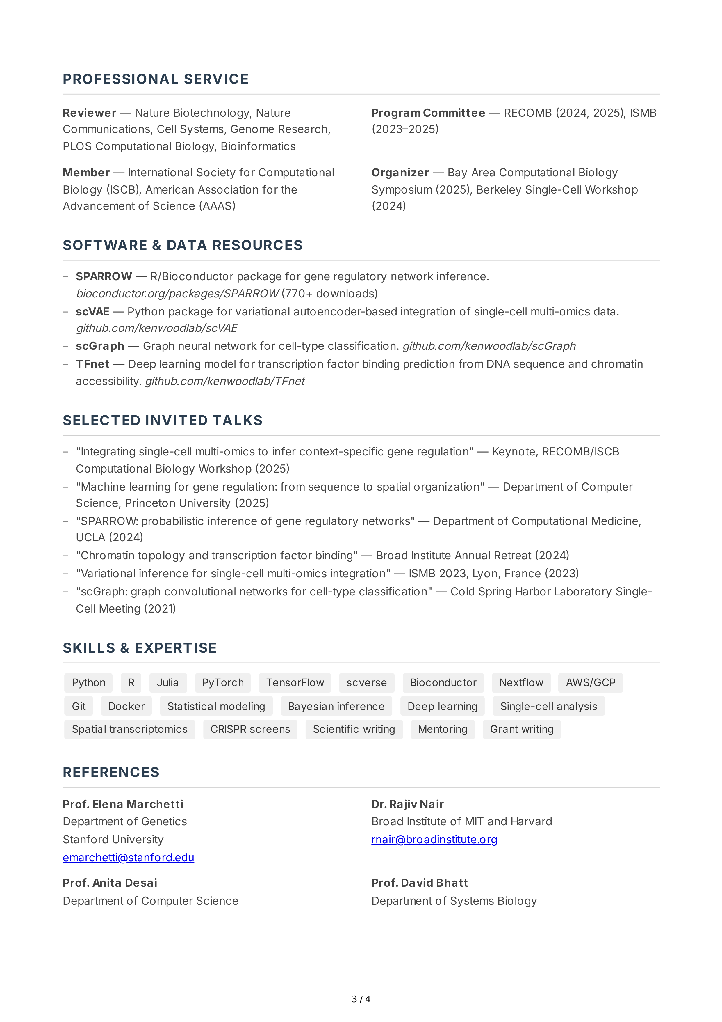 Academic CV — page 3
