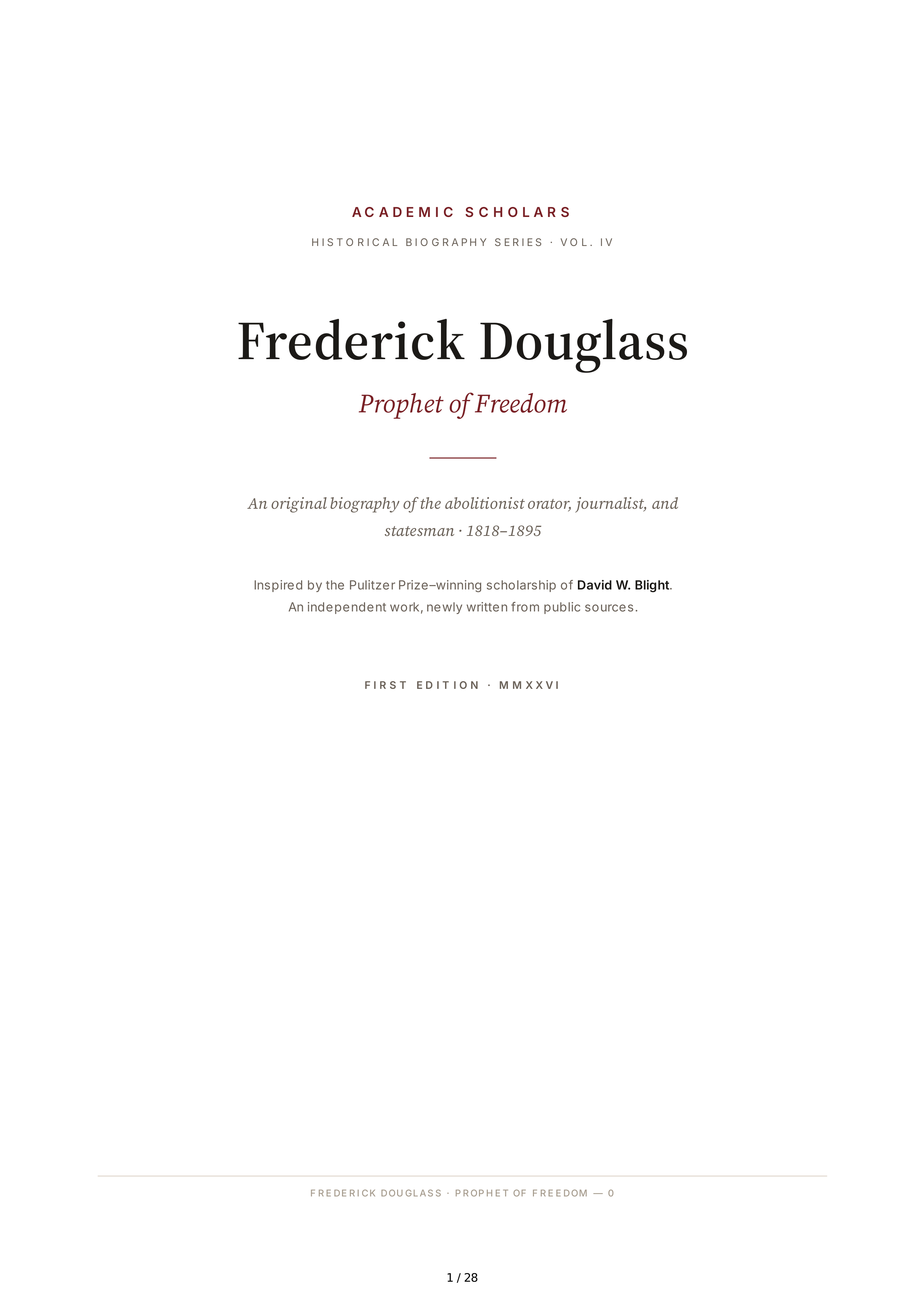 Academic Scholar David Blight Frederick Douglass Biography — page 1