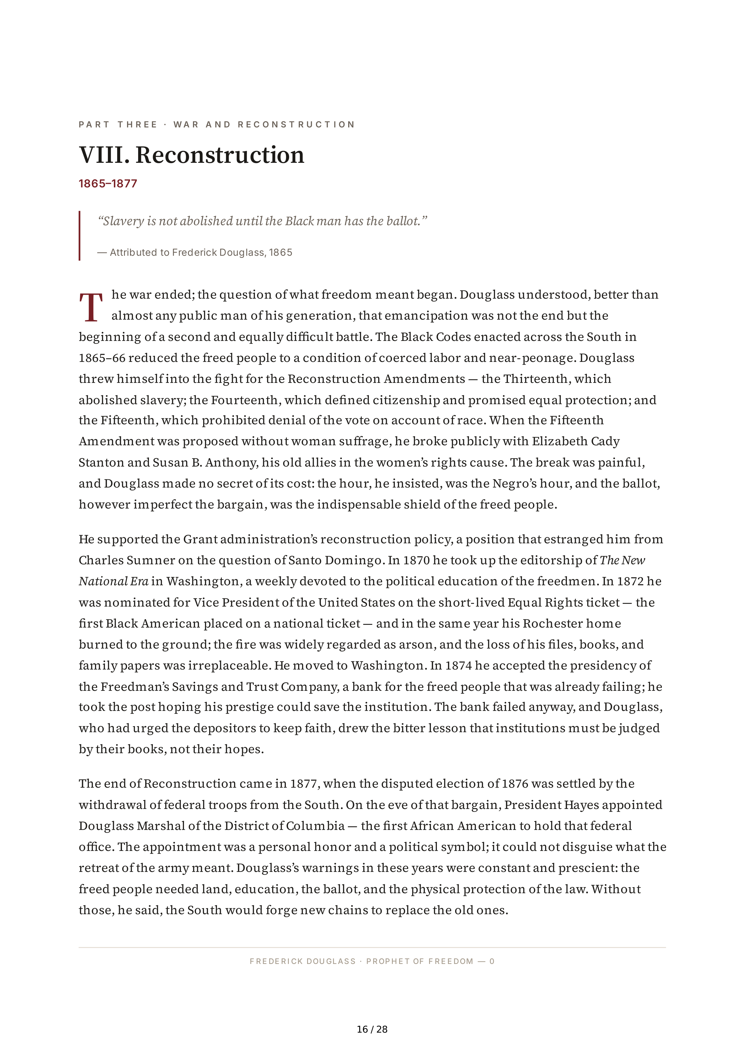 Academic Scholar David Blight Frederick Douglass Biography — page 16