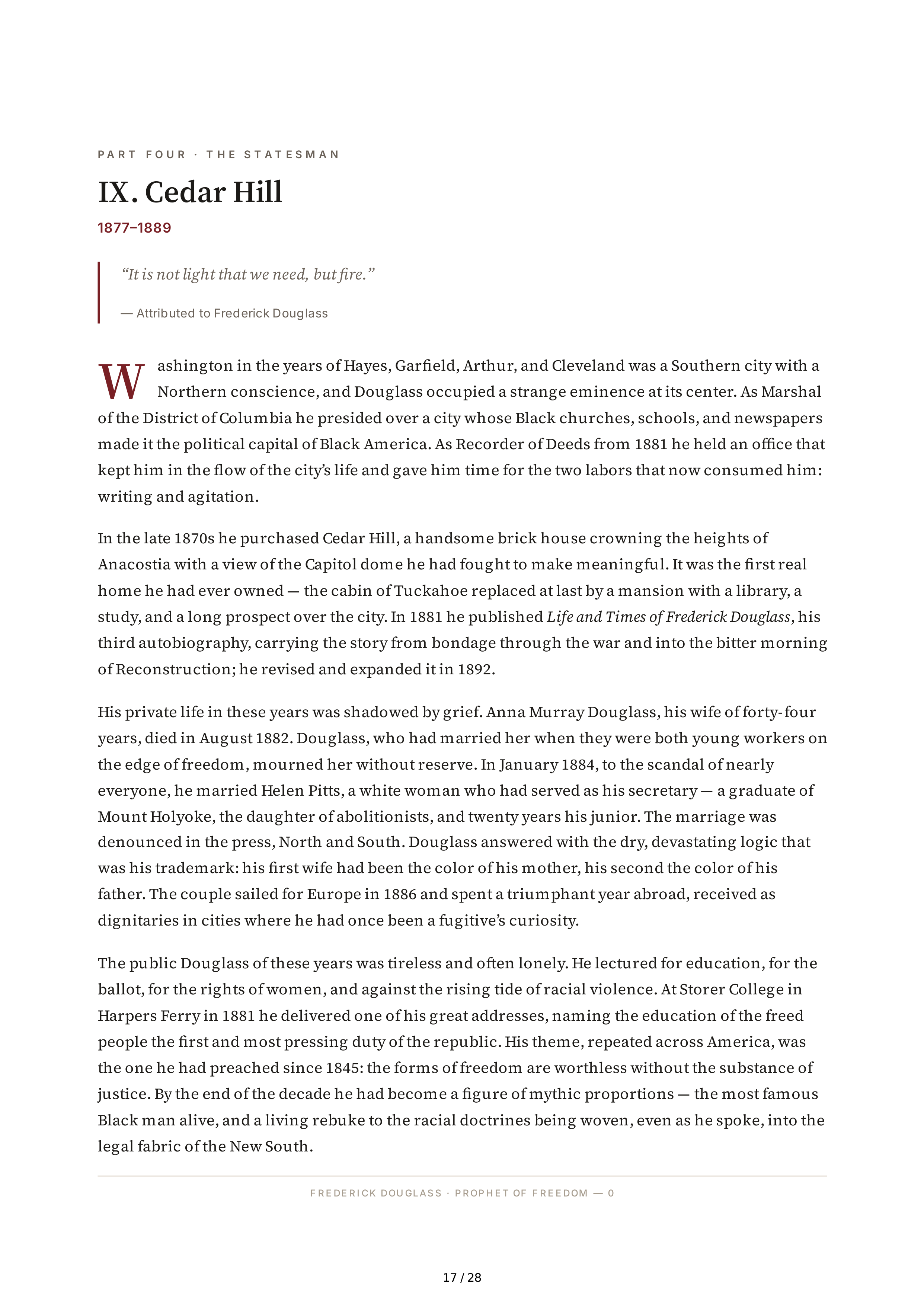 Academic Scholar David Blight Frederick Douglass Biography — page 17