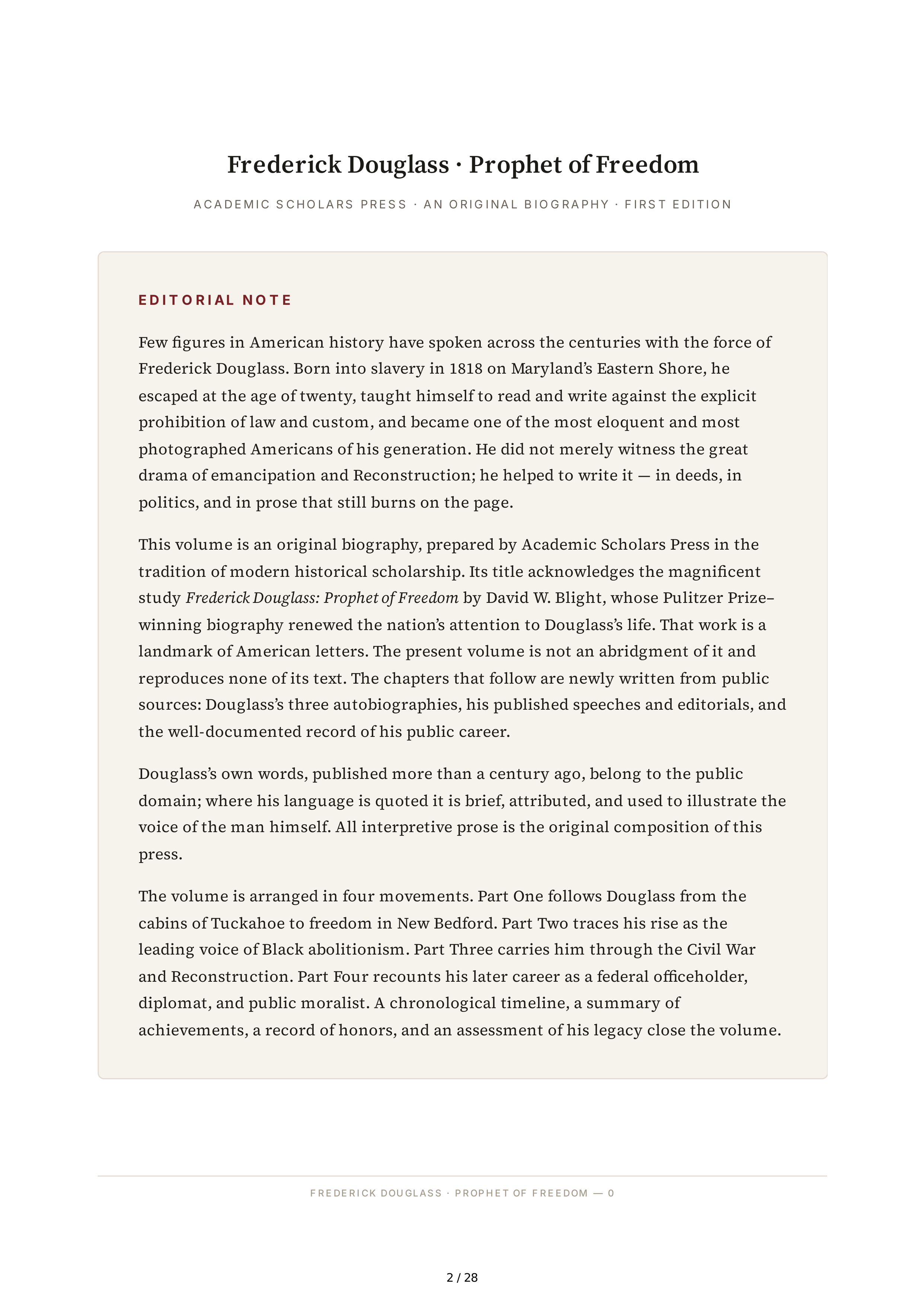 Academic Scholar David Blight Frederick Douglass Biography — page 2