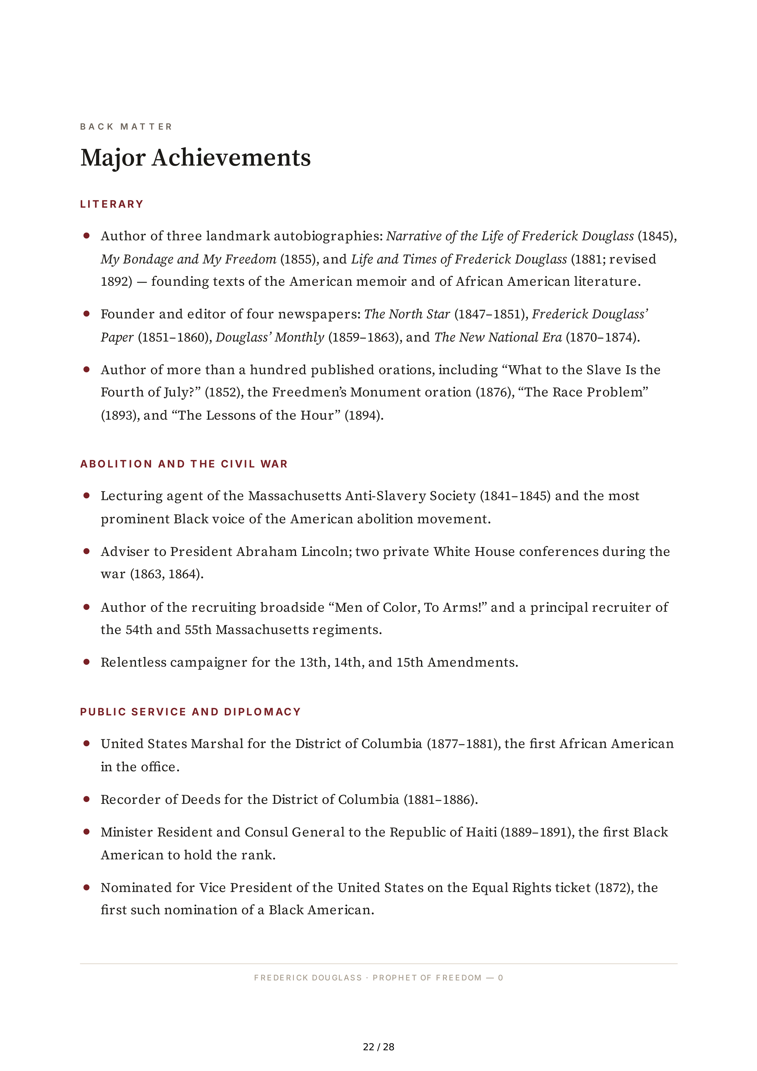 Academic Scholar David Blight Frederick Douglass Biography — page 22