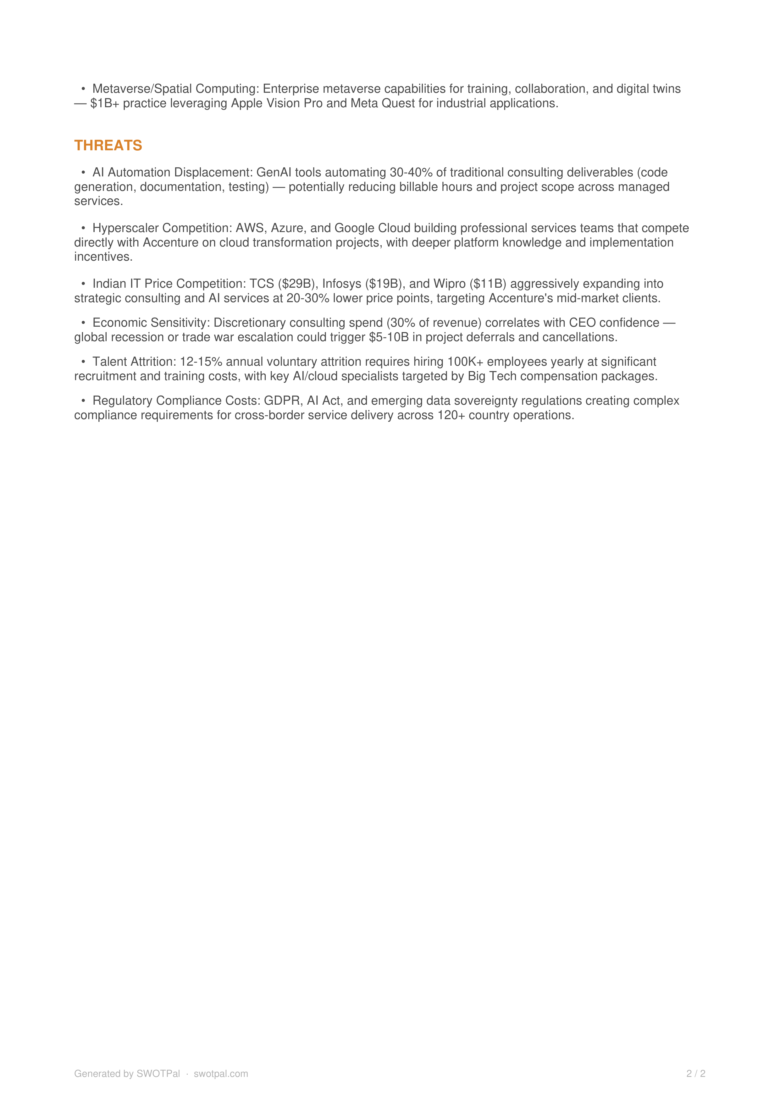 Accenture Swot Analysis  — page 2