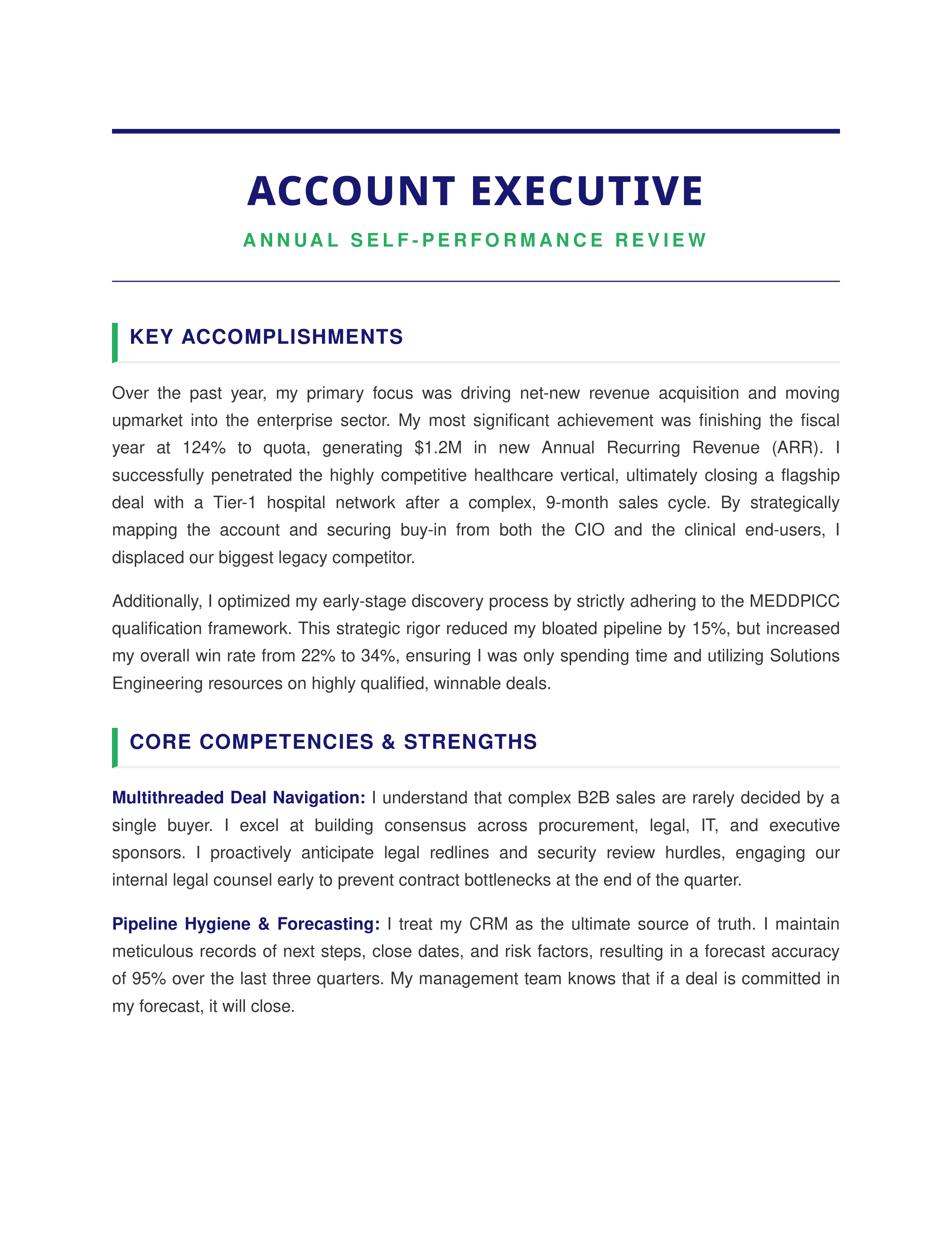 Account Executive Self Performance Review — page 1