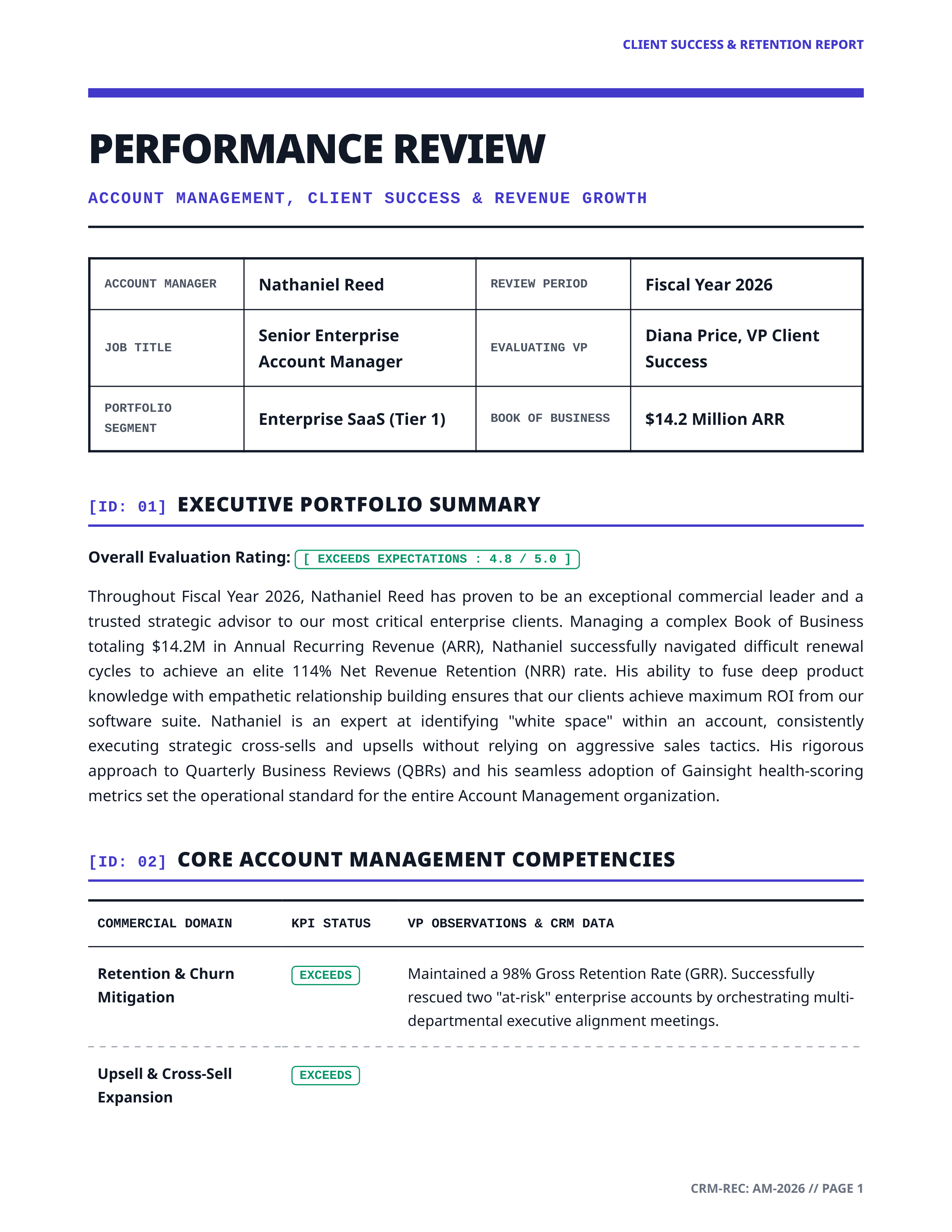Account Manager Performance Review — page 1