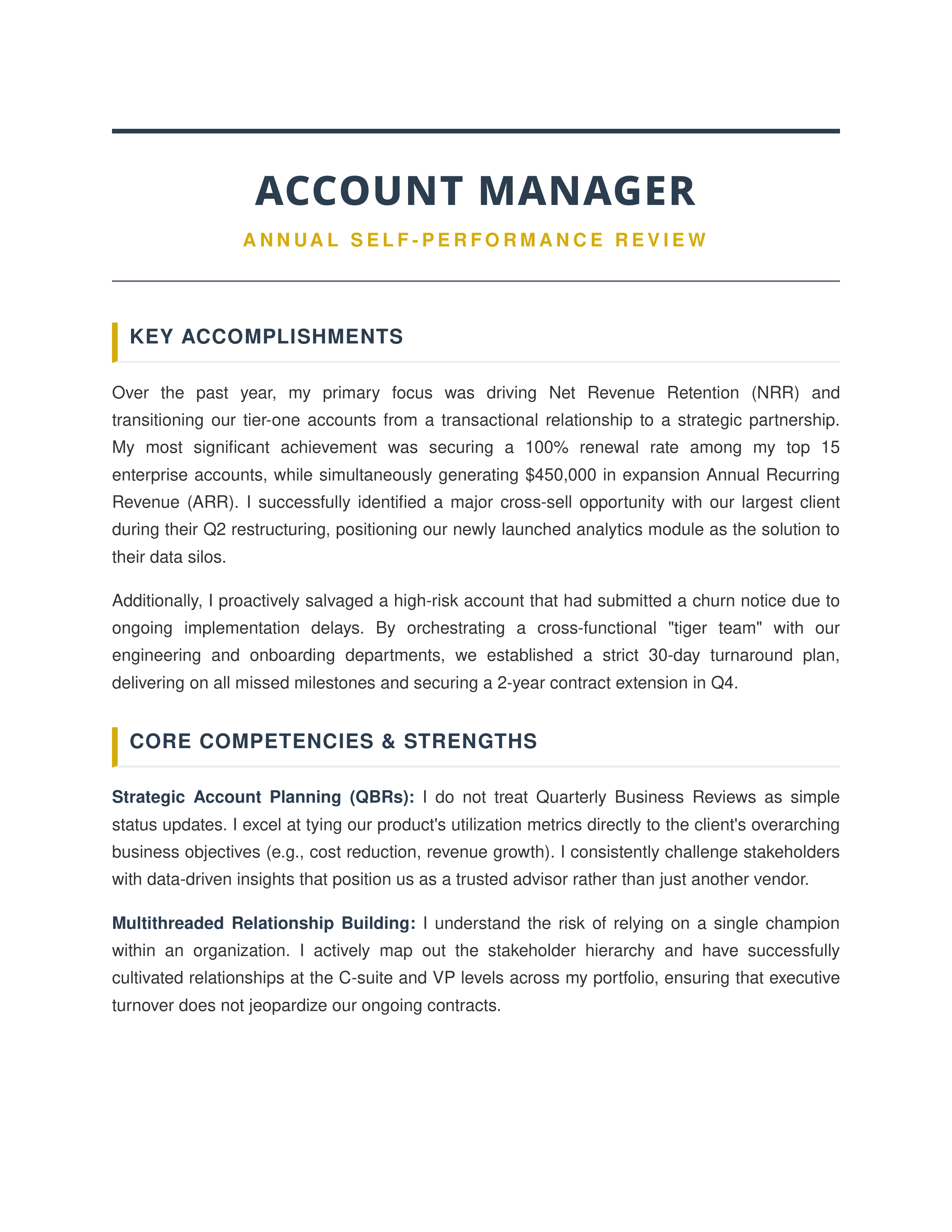Account Manager Self Performance Review — page 1