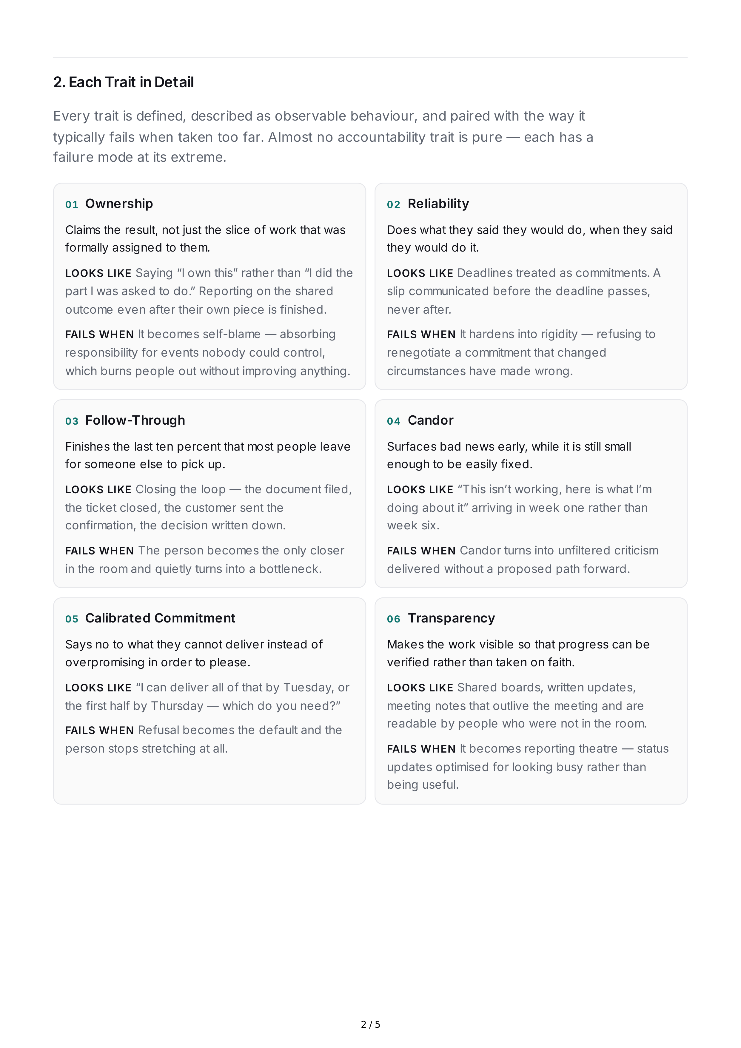 Accountability Personality Traits — page 2