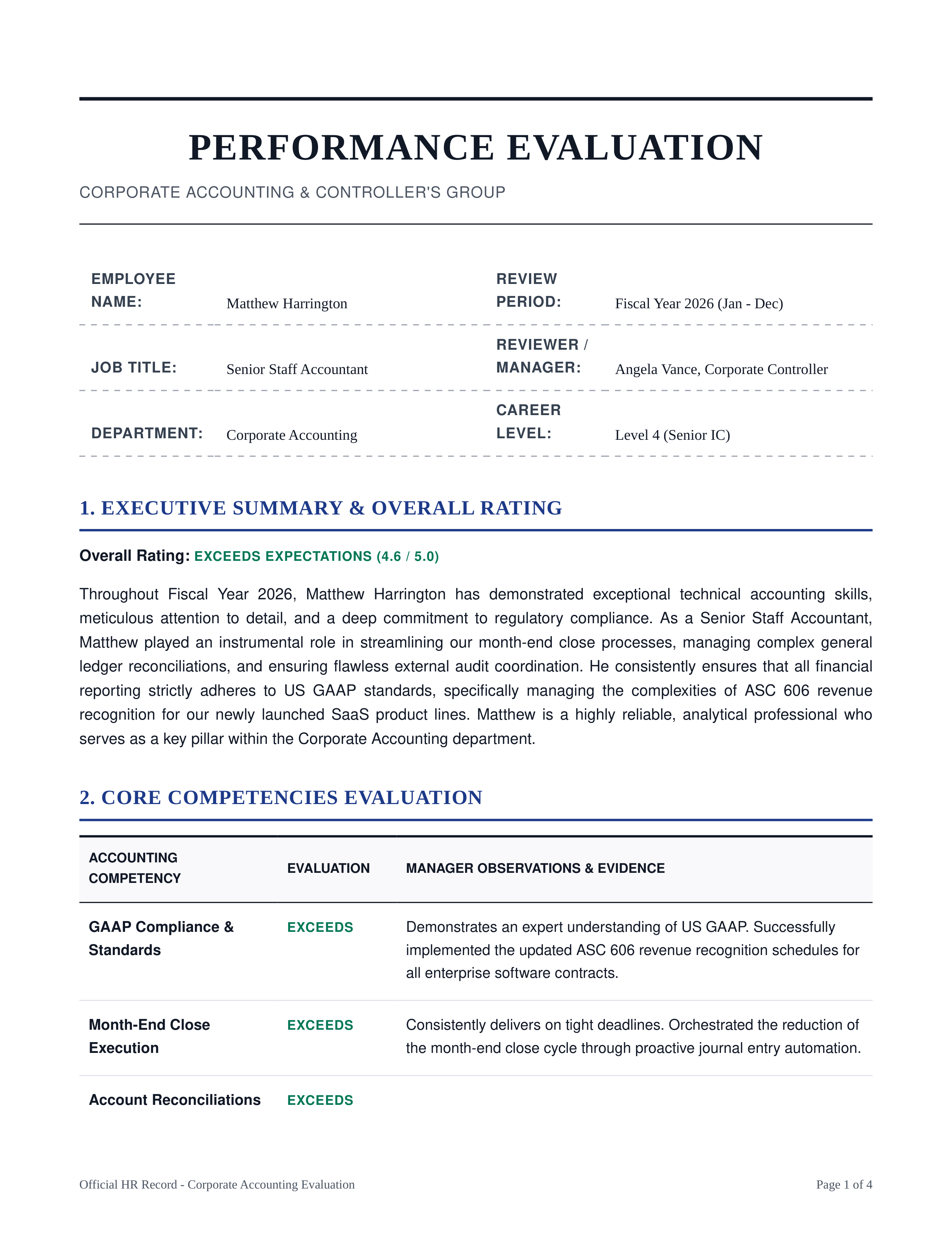 Accountant Performance Review — page 1
