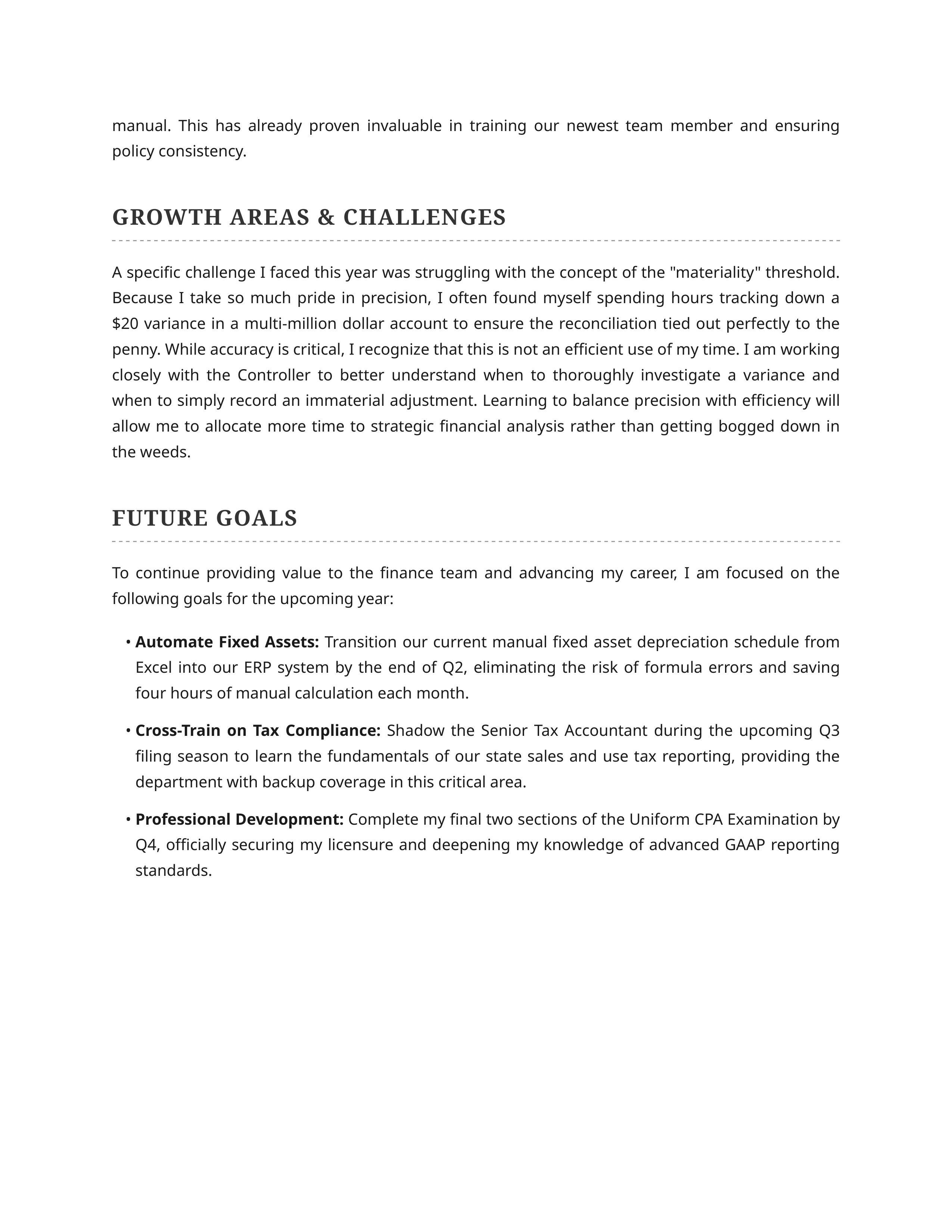 Accountant Self Performance Review — page 2