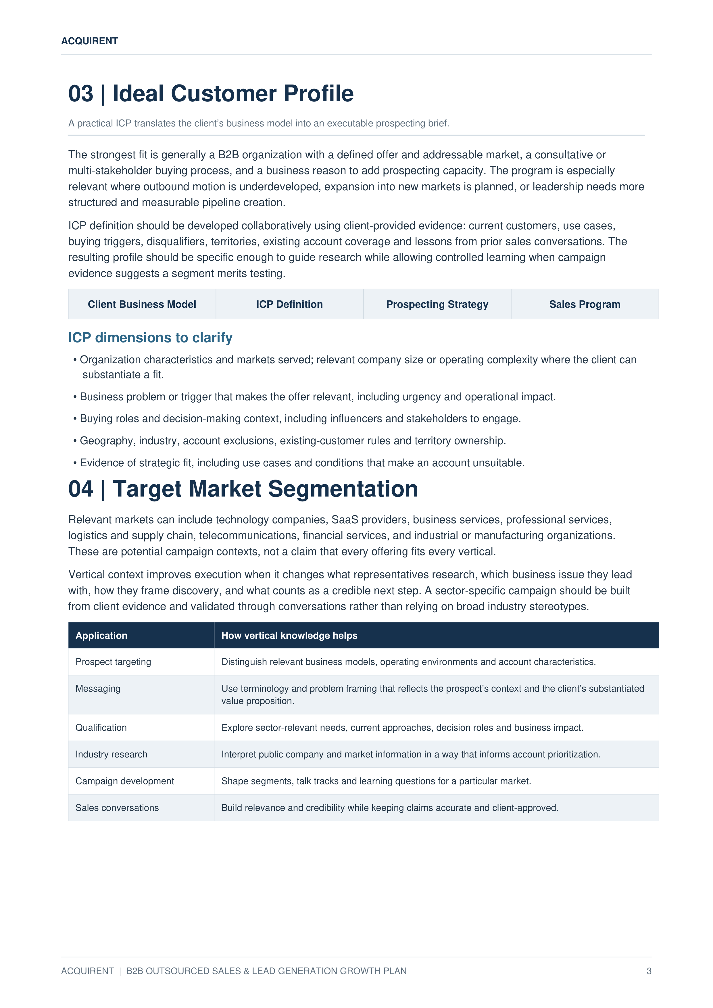 Acquirent B2B Outsourced Sales & Lead Generation Growth Plan — page 3