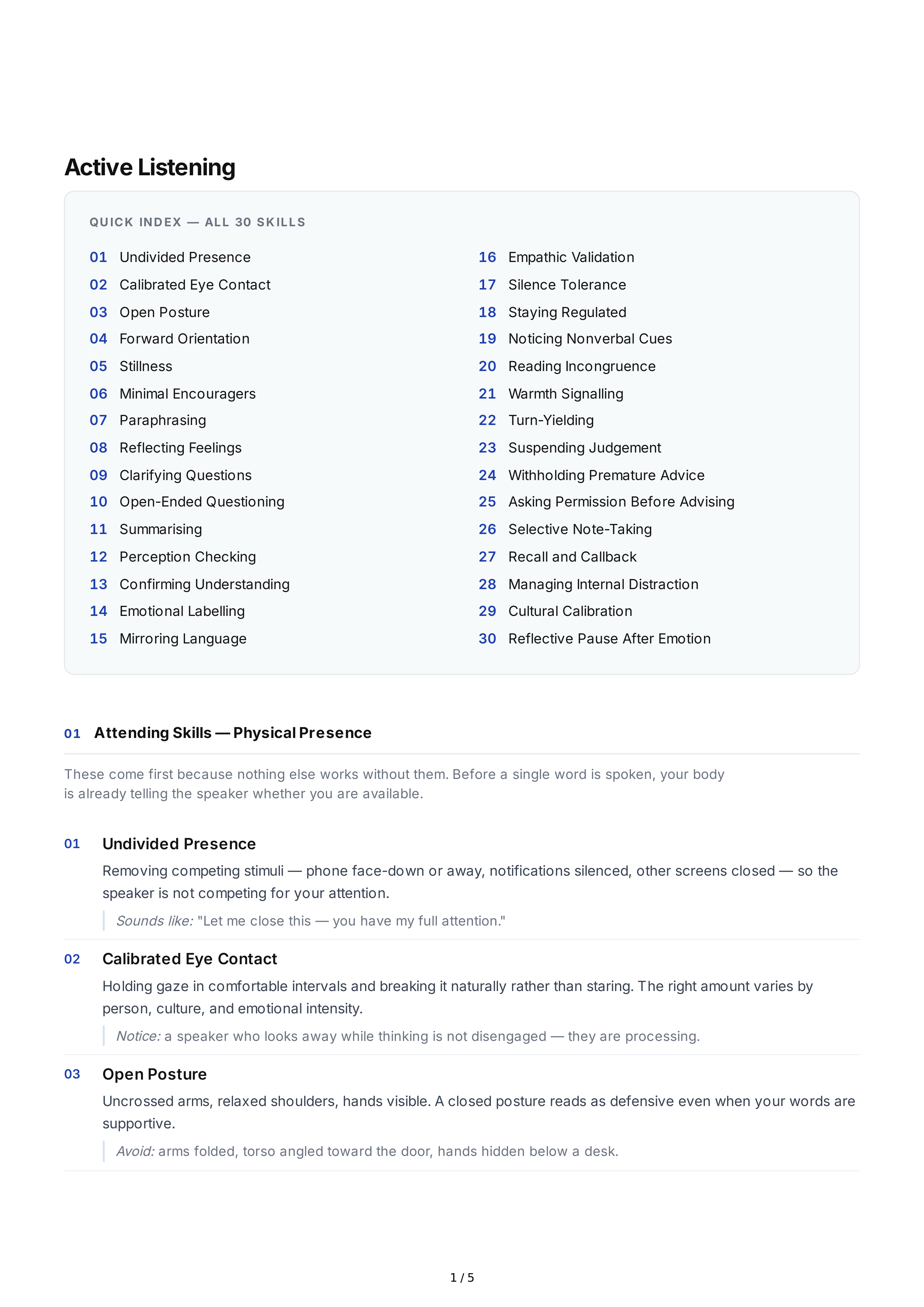 Active Listening Interpersonal Skills — page 1