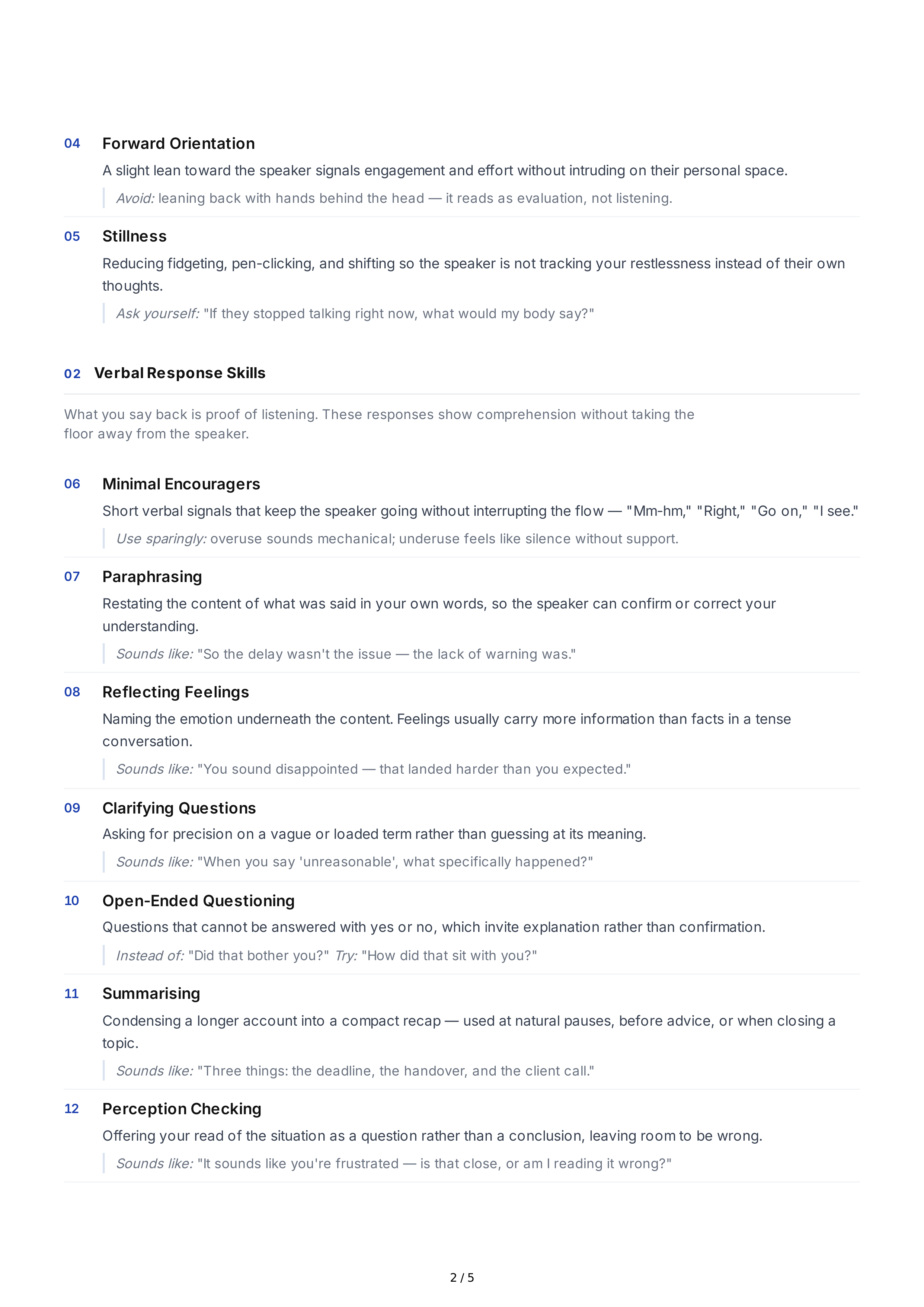 Active Listening Interpersonal Skills — page 2