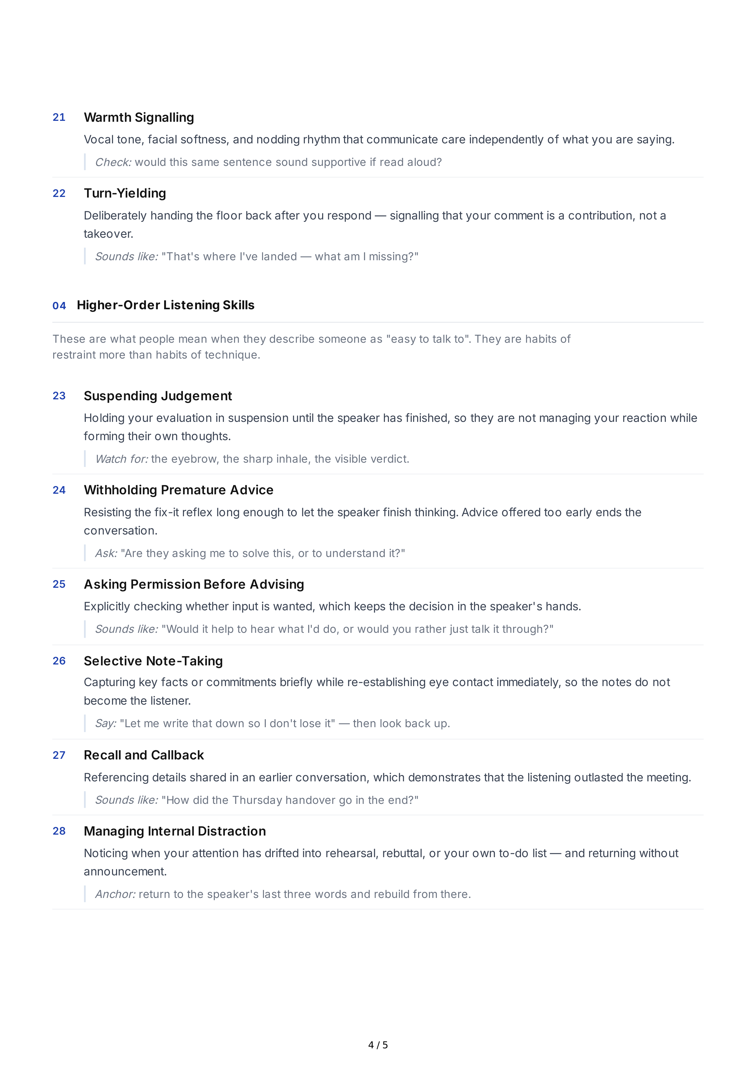 Active Listening Interpersonal Skills — page 4