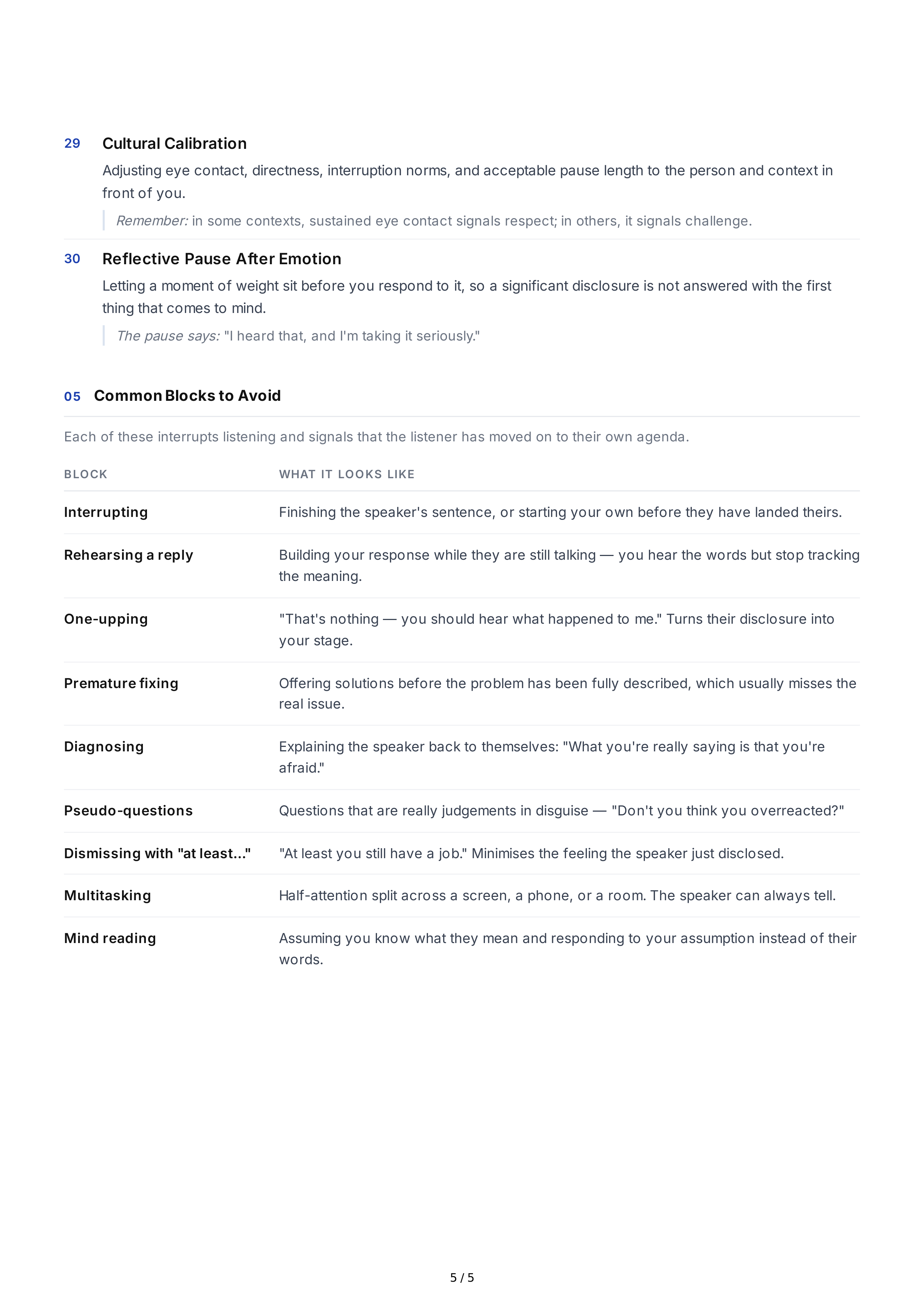 Active Listening Interpersonal Skills — page 5