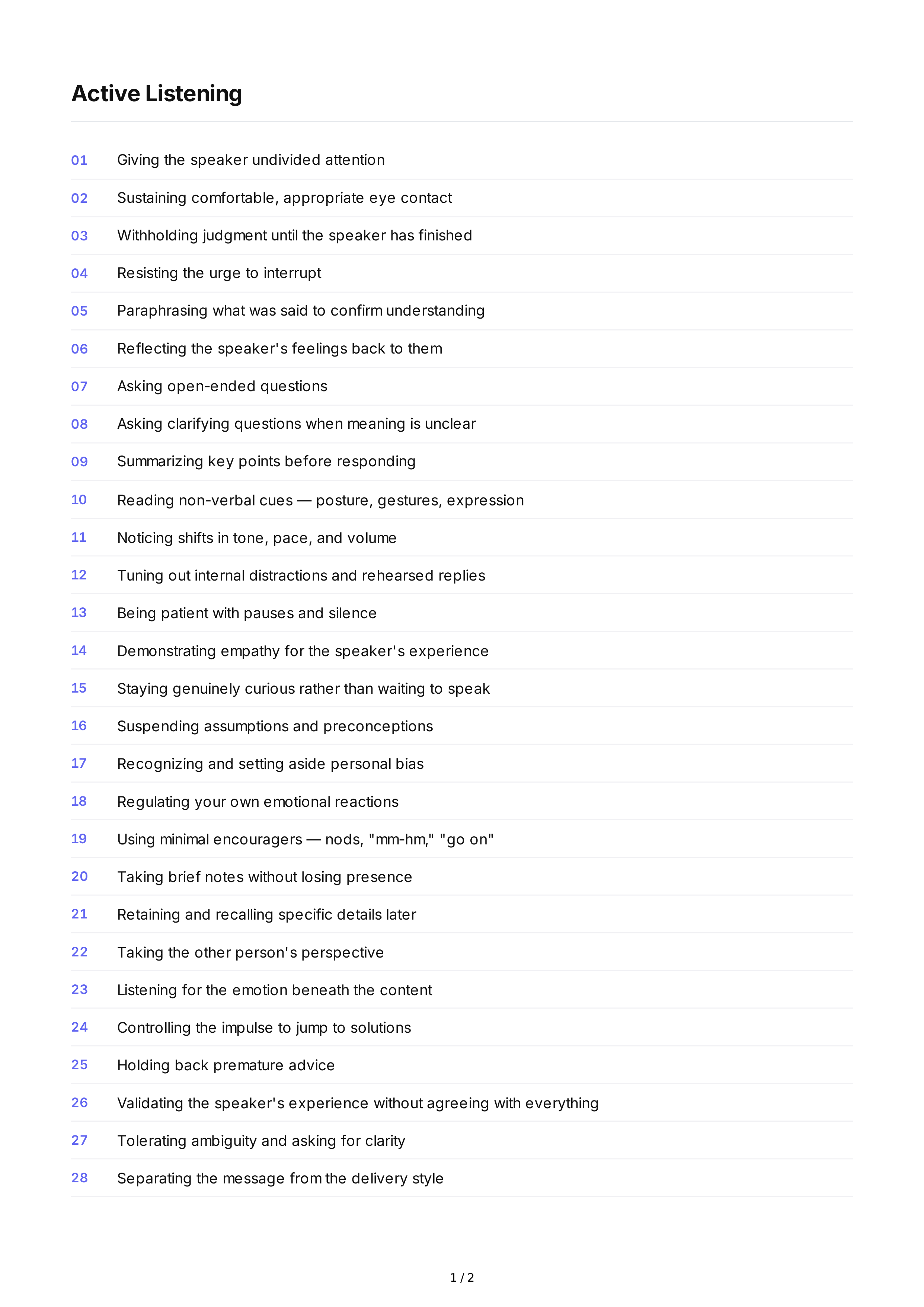 Active Listening Soft Skills — page 1