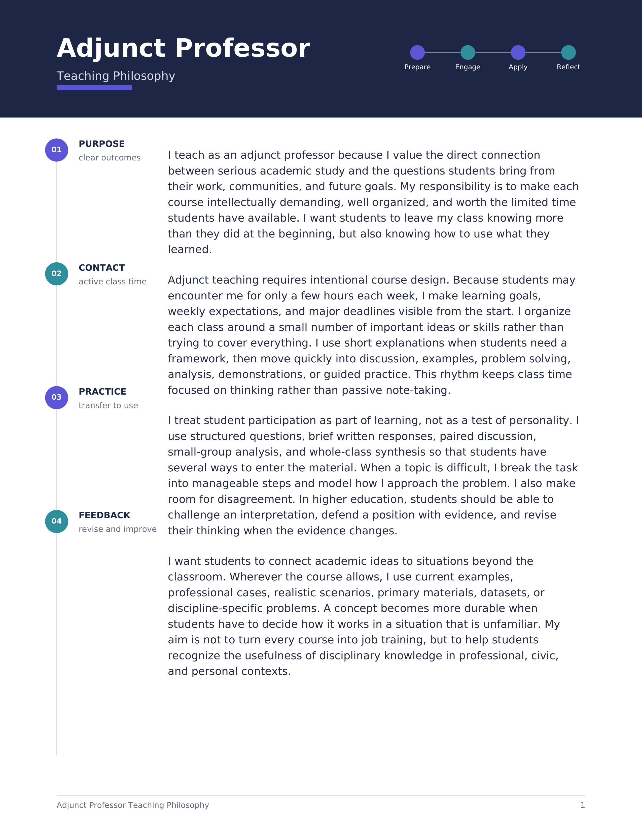 Adjunct Professor Teaching Philosophy — page 1