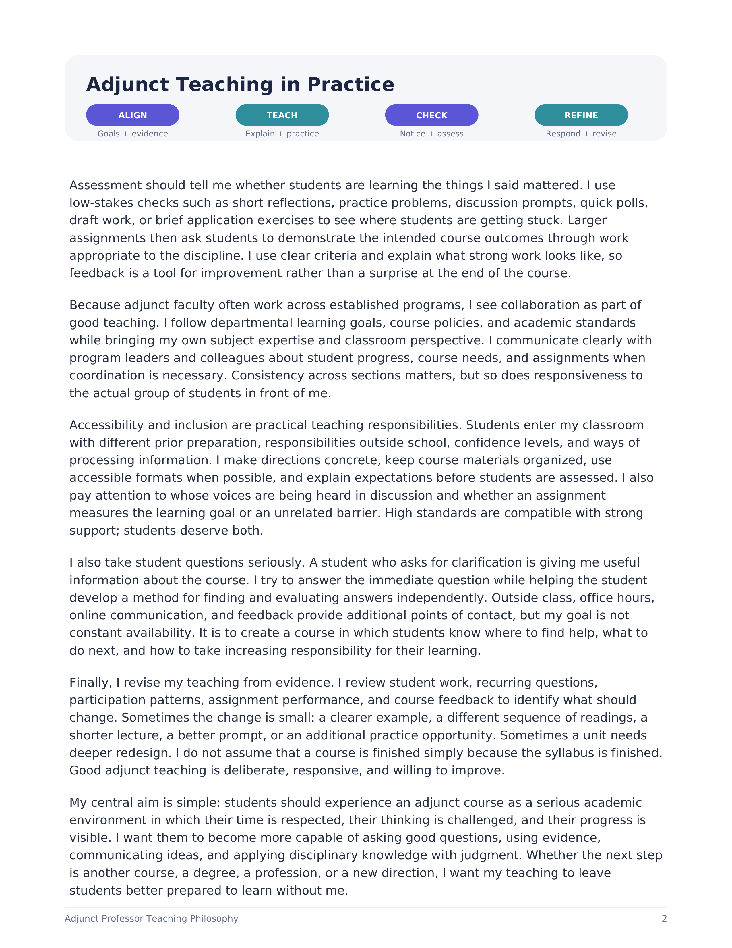 Adjunct Professor Teaching Philosophy — page 2