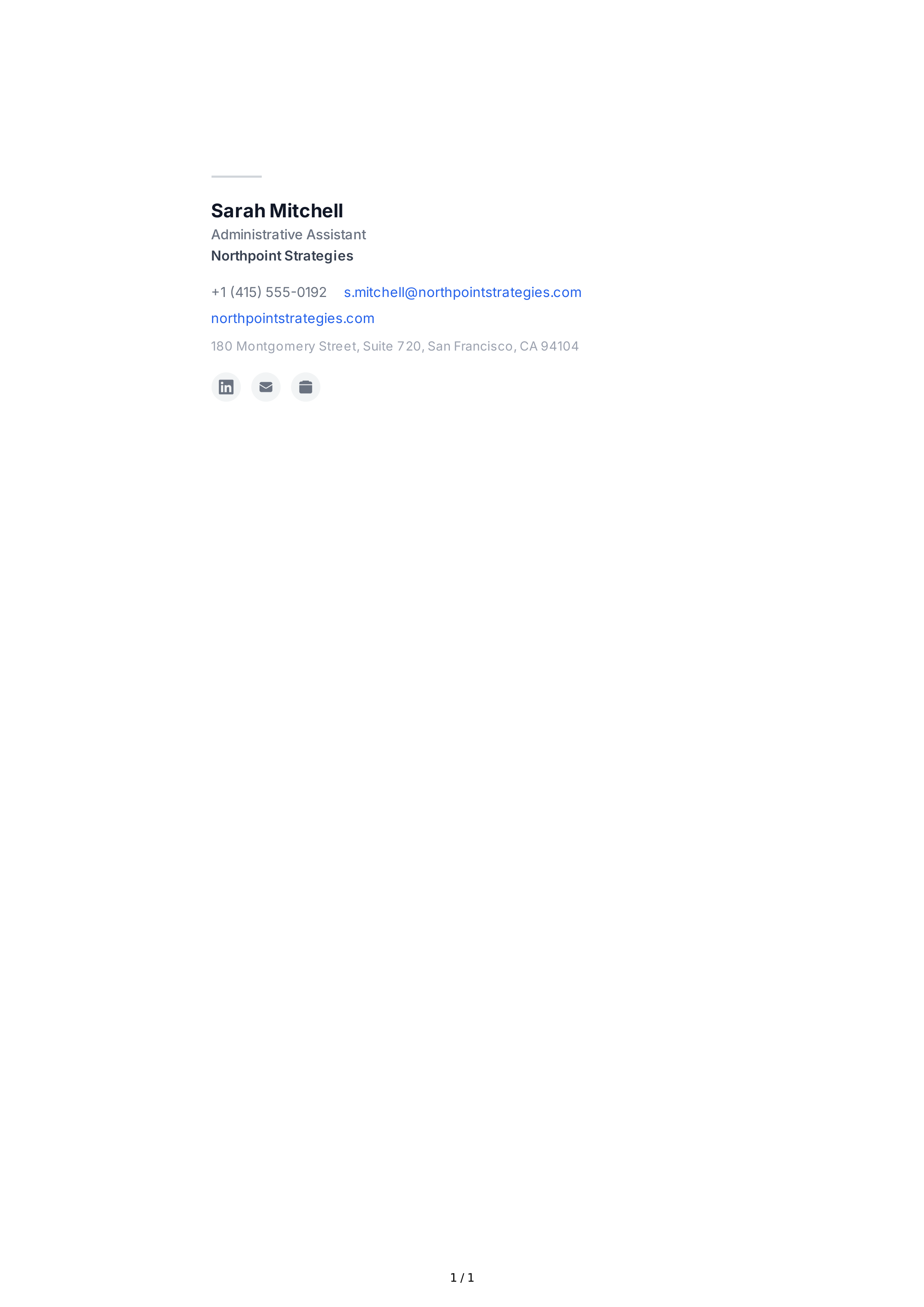 Administrative Assistant Email Signature — page 1
