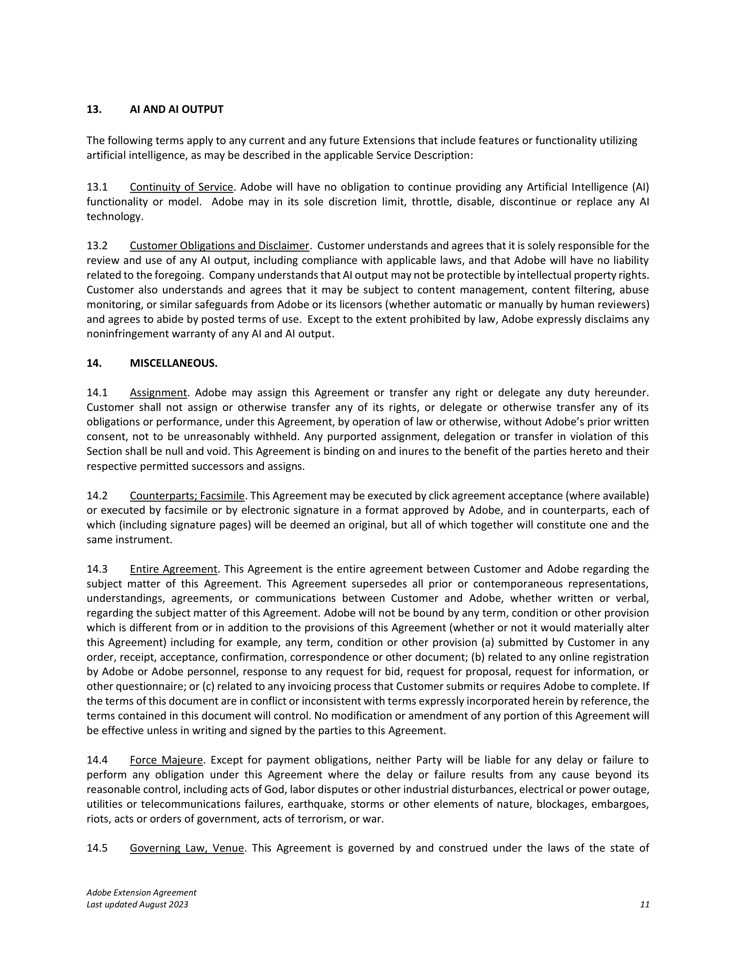 Adobe Commerce Extension Agreement — page 11