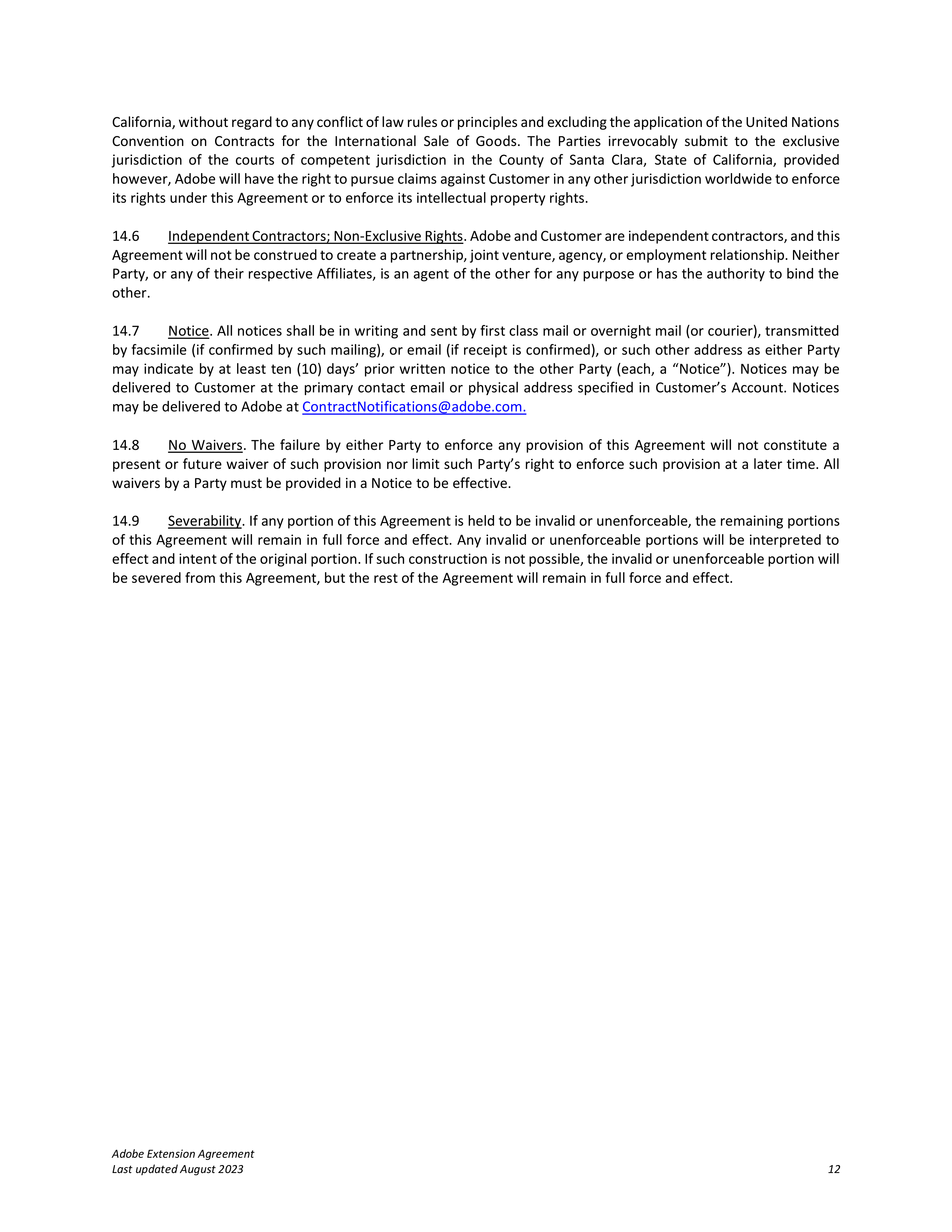 Adobe Commerce Extension Agreement — page 12