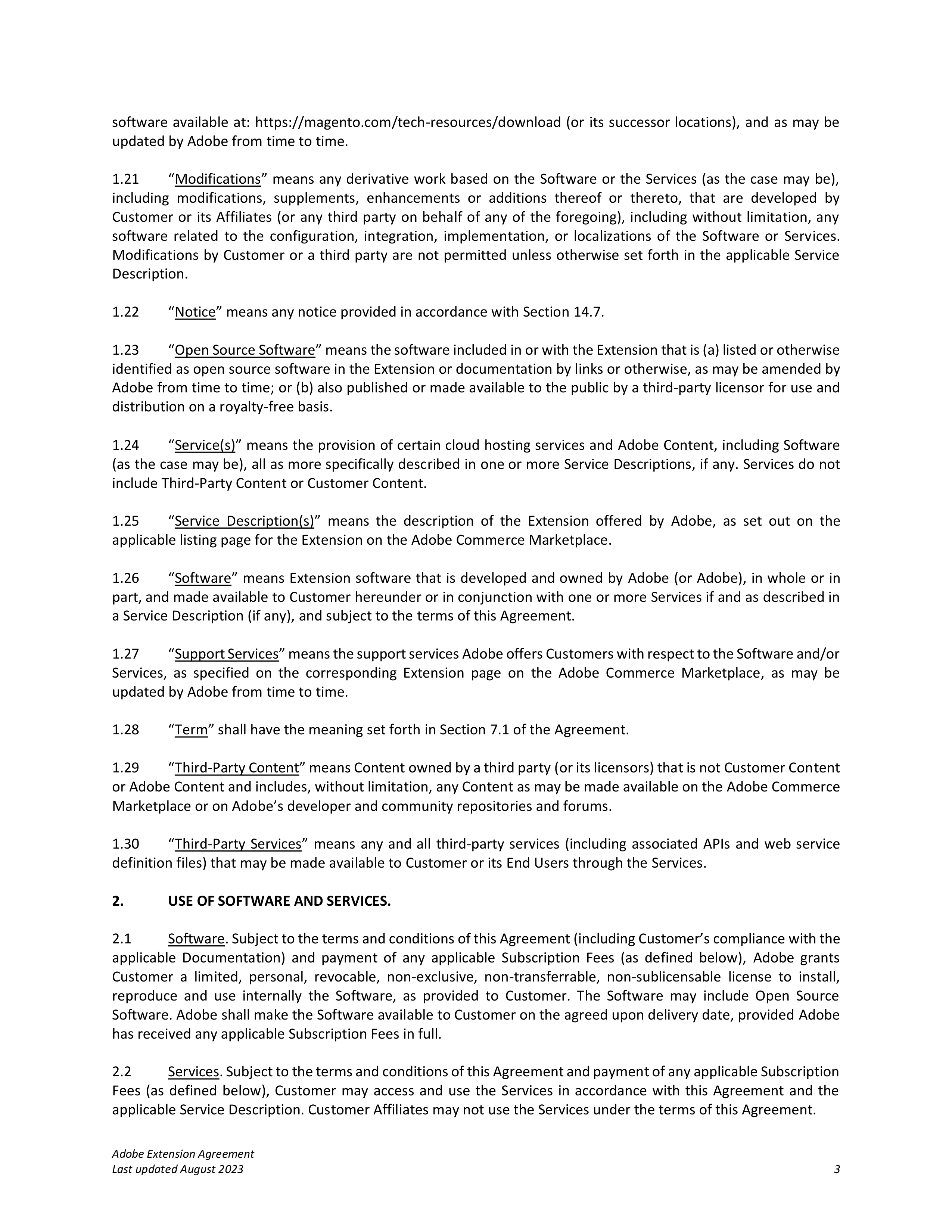 Adobe Commerce Extension Agreement — page 3