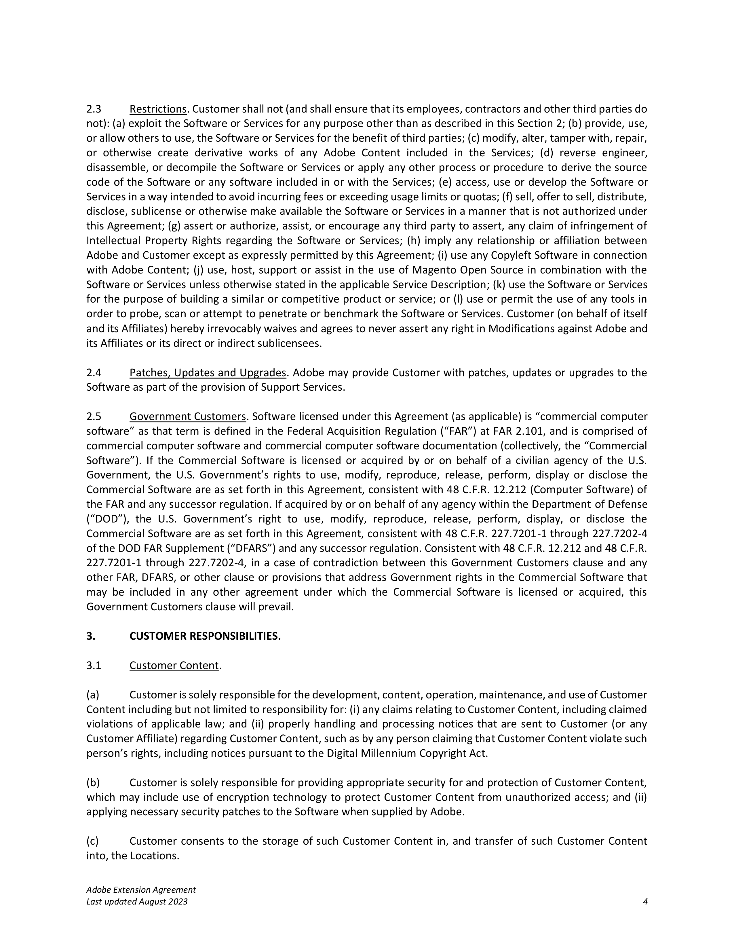 Adobe Commerce Extension Agreement — page 4