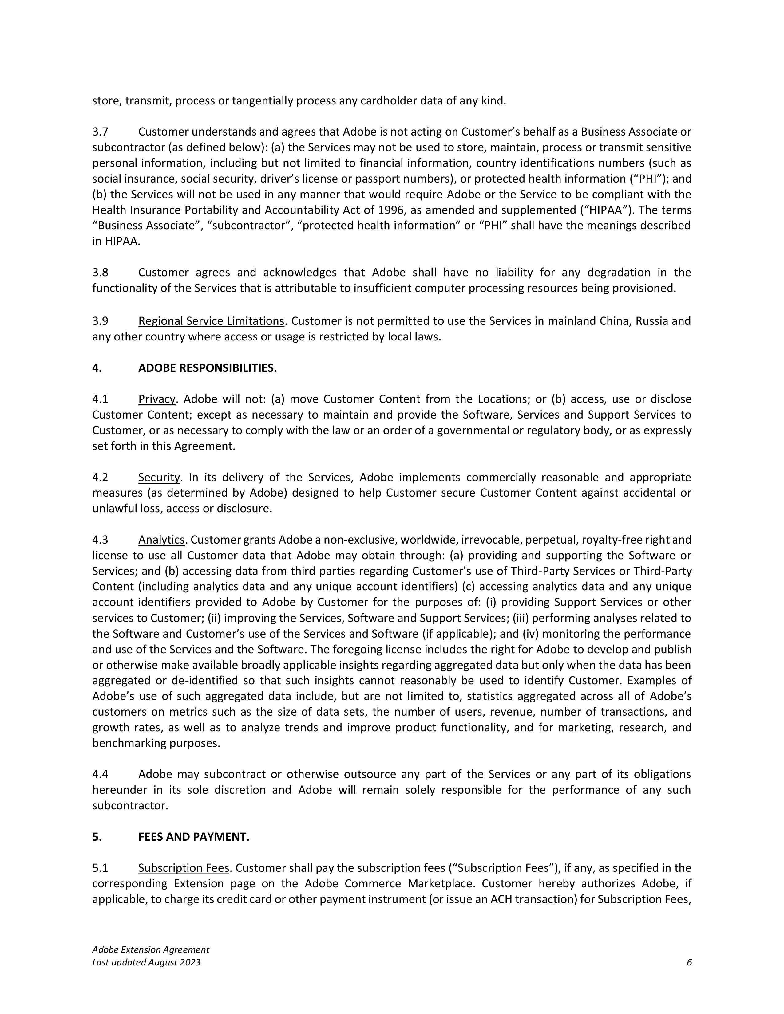 Adobe Commerce Extension Agreement — page 6