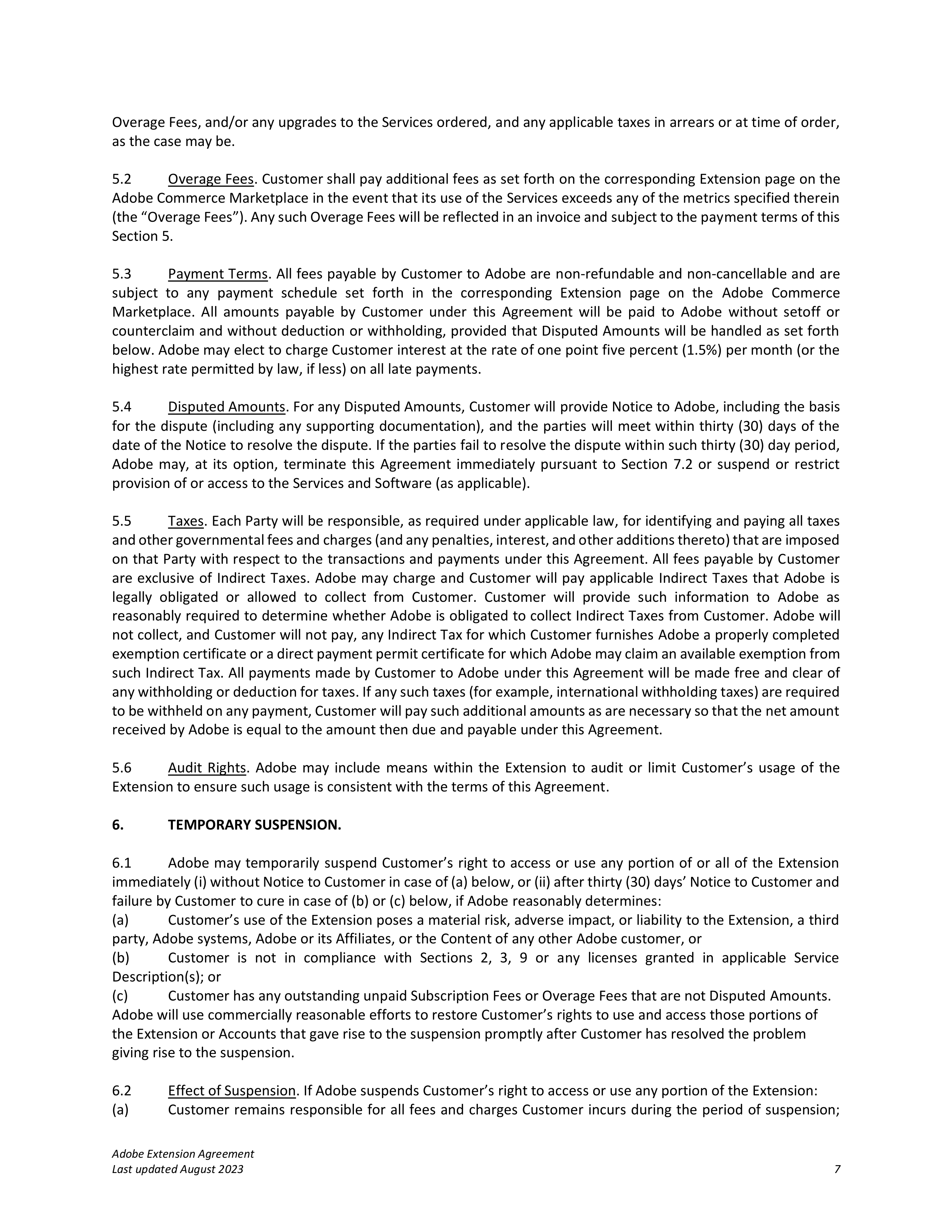 Adobe Commerce Extension Agreement — page 7