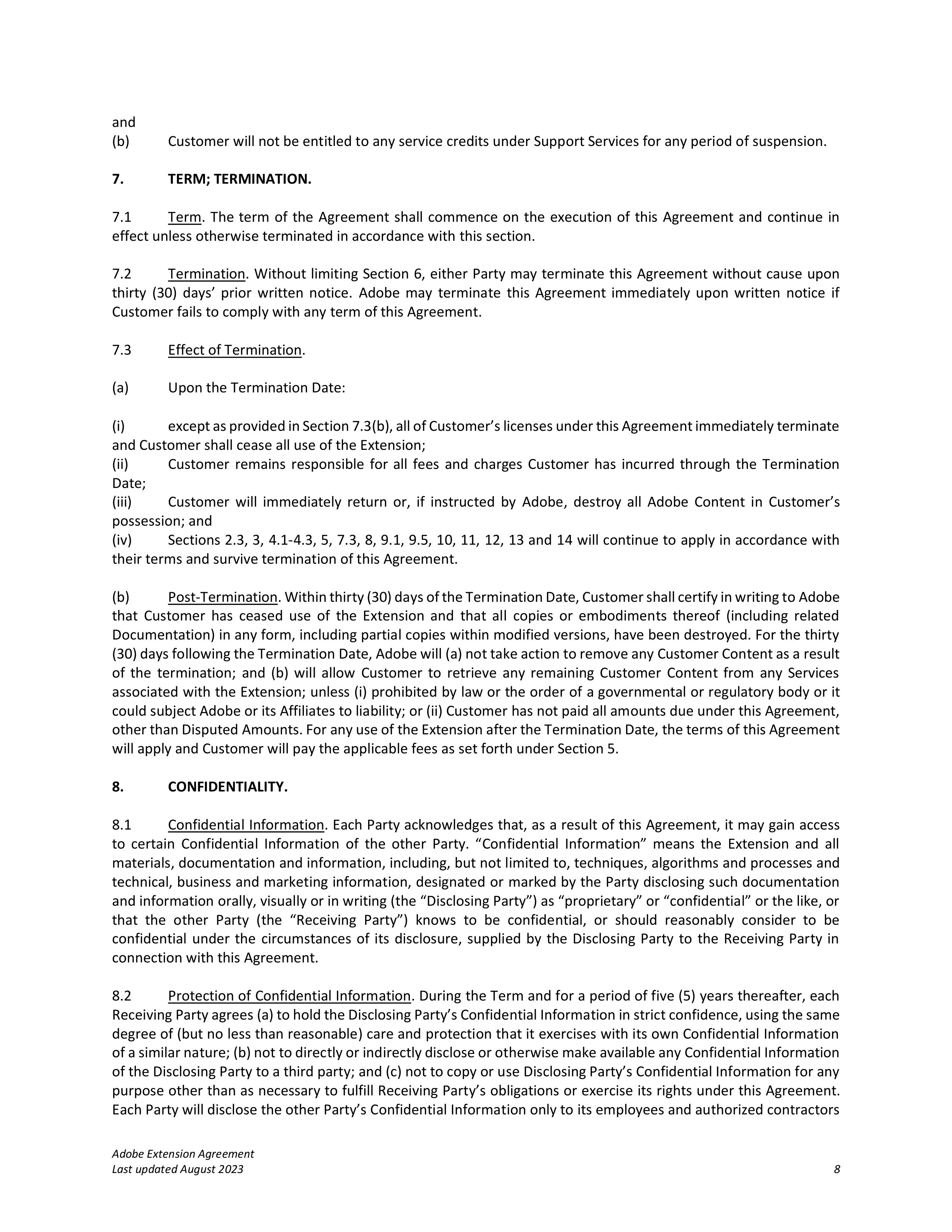 Adobe Commerce Extension Agreement — page 8
