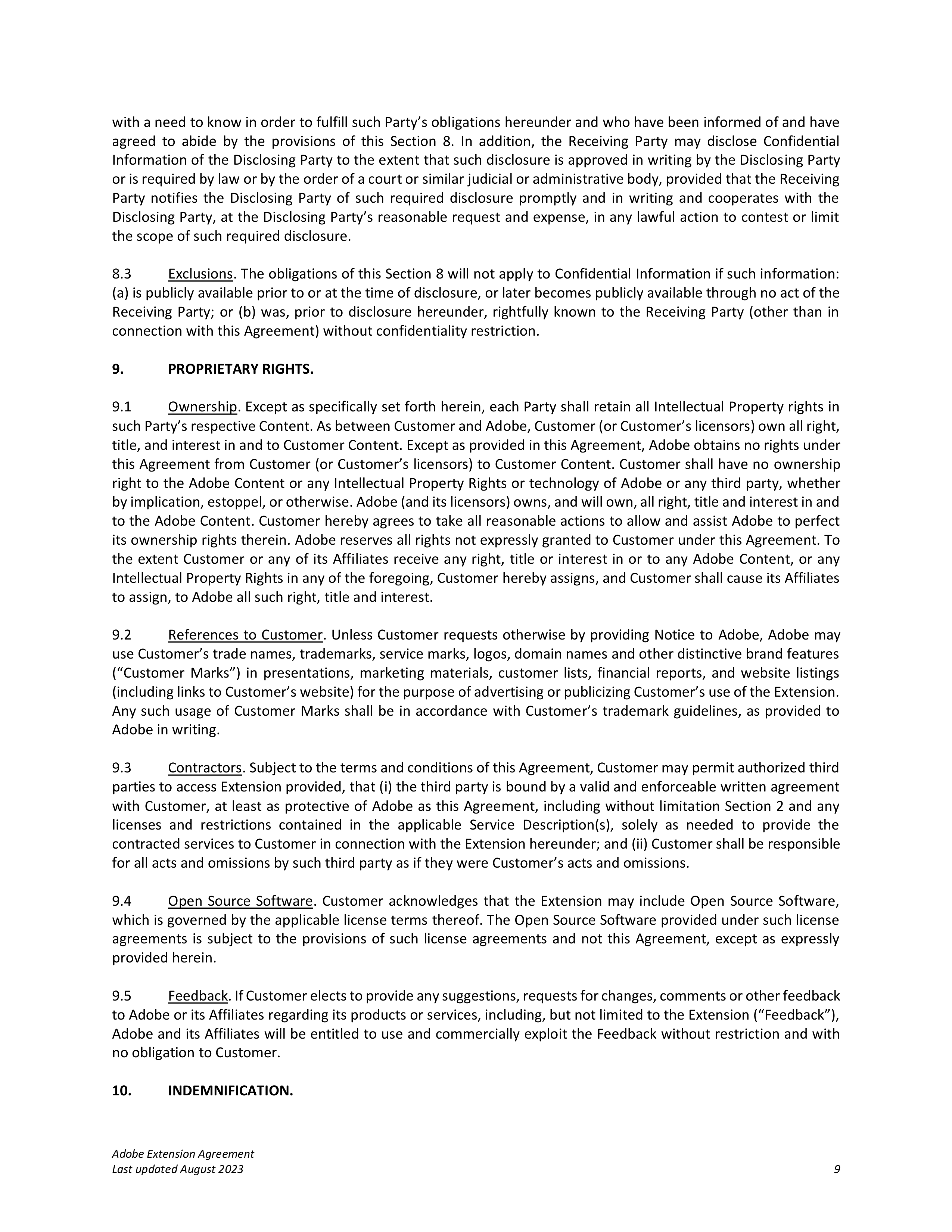 Adobe Commerce Extension Agreement — page 9