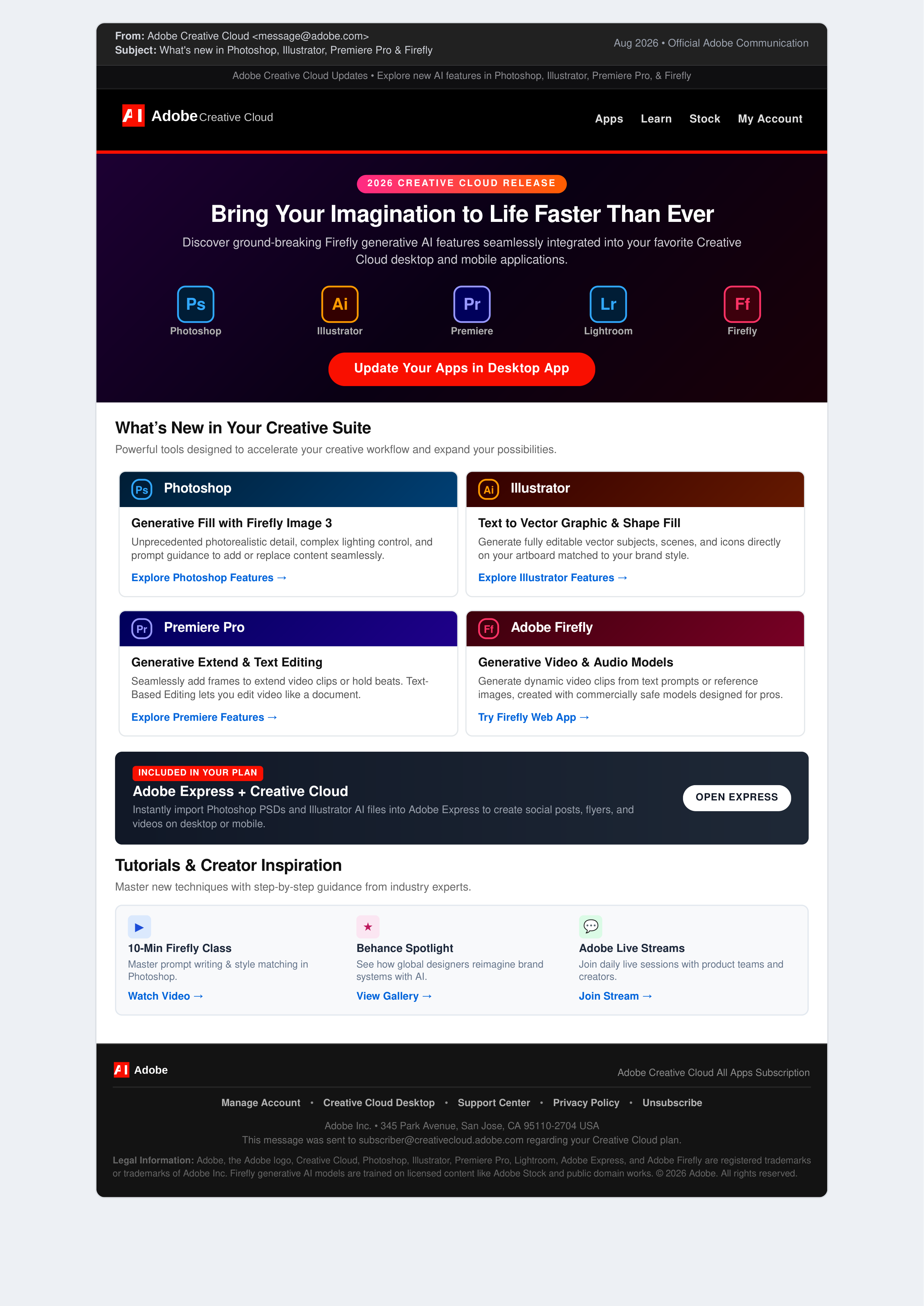 Adobe Creative Cloud Email Newsletter — page 1