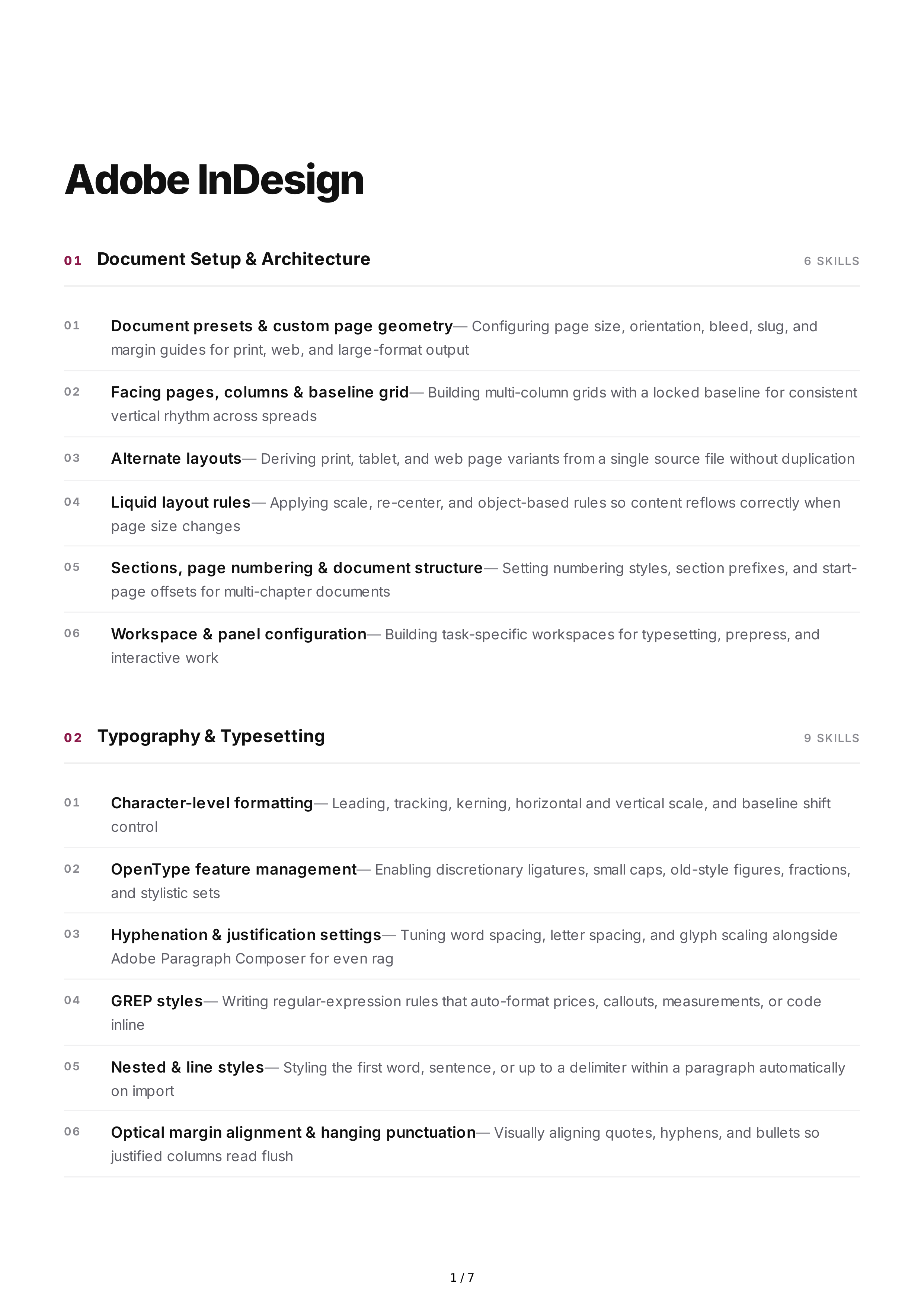 Adobe InDesign Hard Skills — page 1