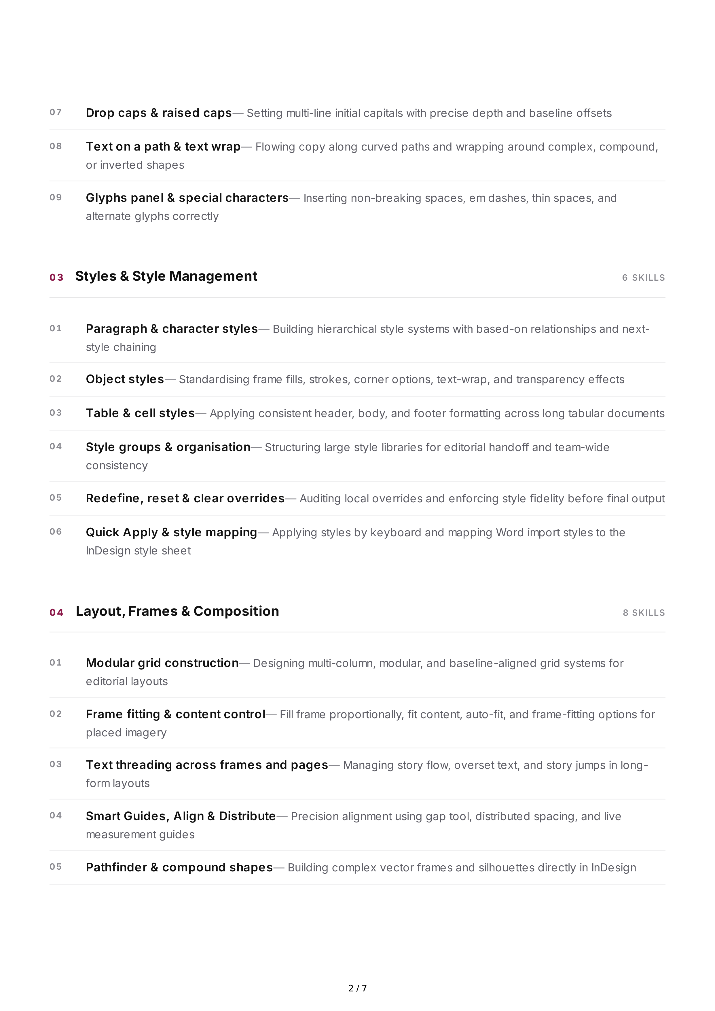 Adobe InDesign Hard Skills — page 2